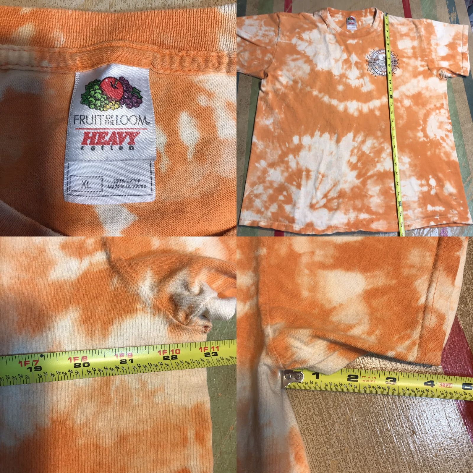 Fruit Of The Loom VINTAGE Bike To Berfest Daytona Beach 2010 Mens Tag XL T Shirt Acid Wash Orange Tie Dye Size US XL / EU 56 / 4 - 8 Thumbnail