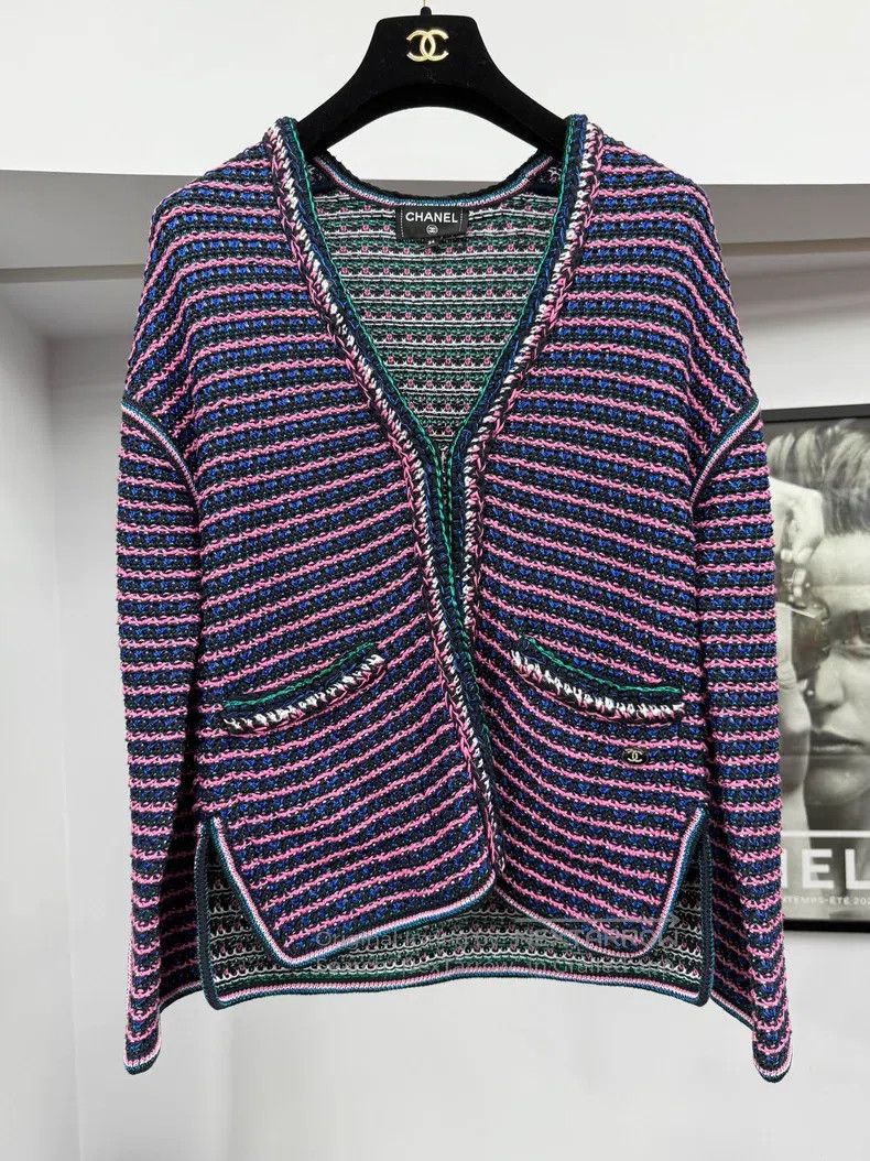 Chanel Chanel Purple braided cardigan coat Size XXS / US 00 / IT 34 - 2 Thumbnail