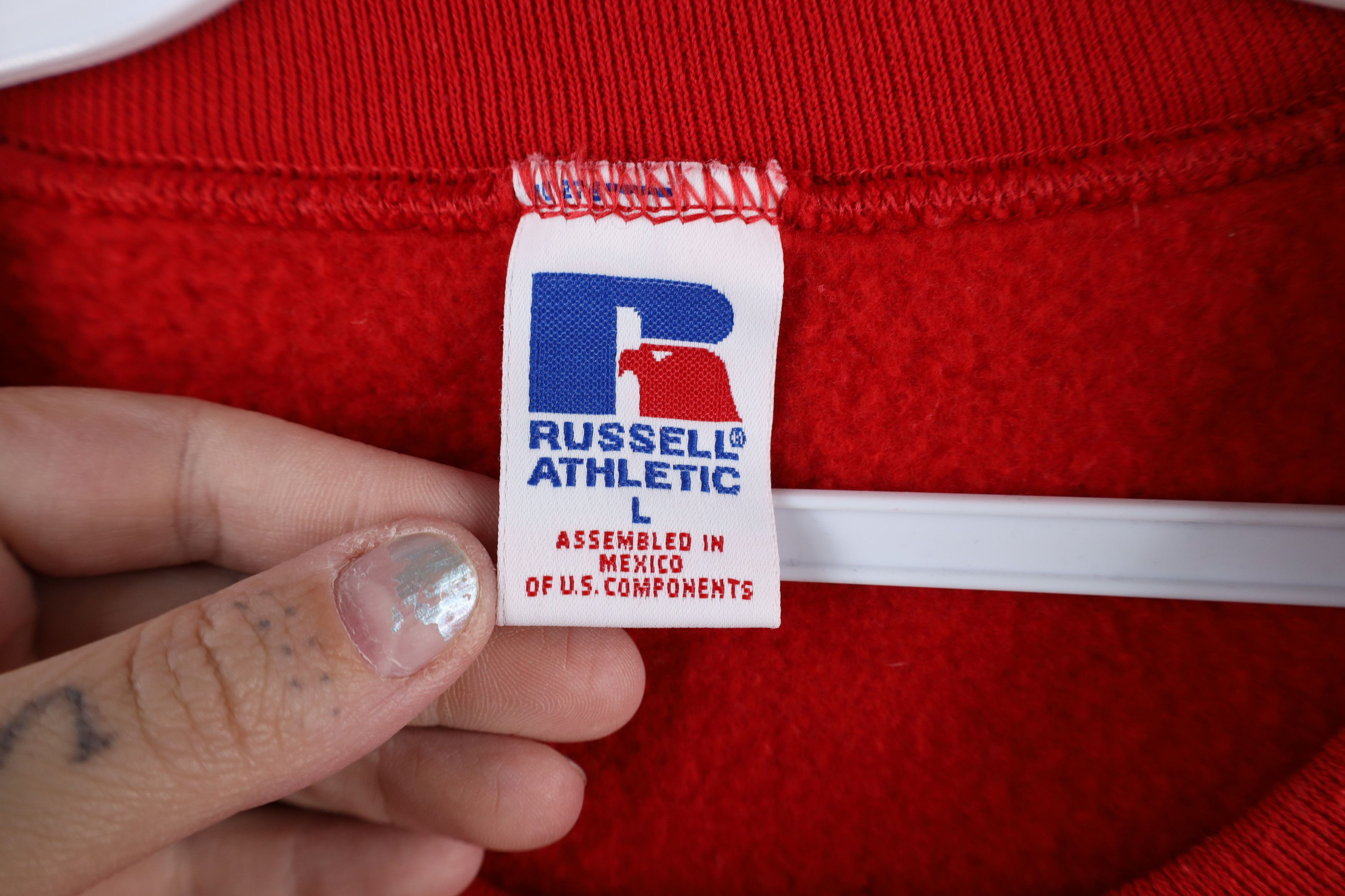 Russell Athletic × Vintage Vintage 90s Russell Athletic USA Flag Box Logo Sweatshirt Size US L / EU 52-54 / 3 - 6 Thumbnail