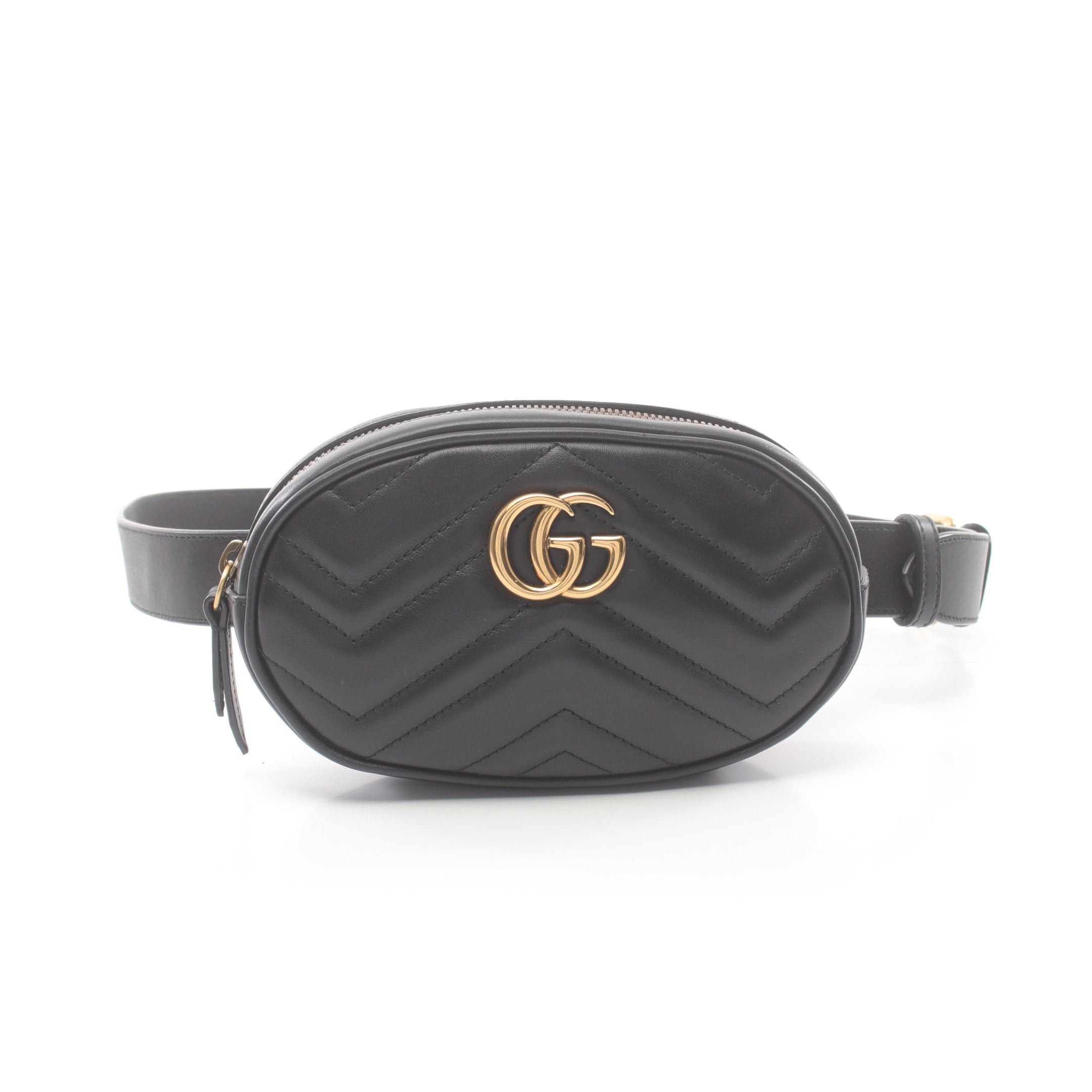 Gucci Gucci Gg Marmont Waist Bag Body Leather Black Size ONE SIZE - 1 Thumbnail