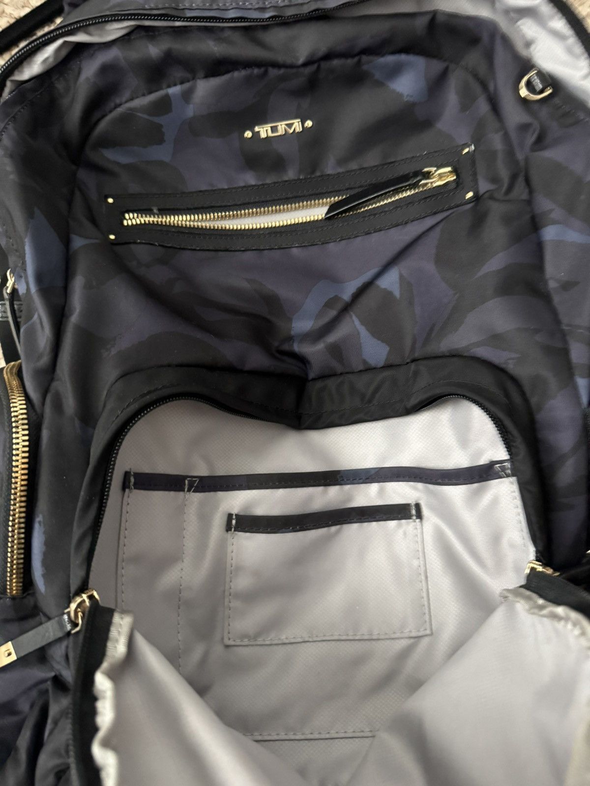 Tumi TUMI Camo Nylon Backpack Black Blue Purple Gold Hardware Size ONE SIZE - 18 Thumbnail