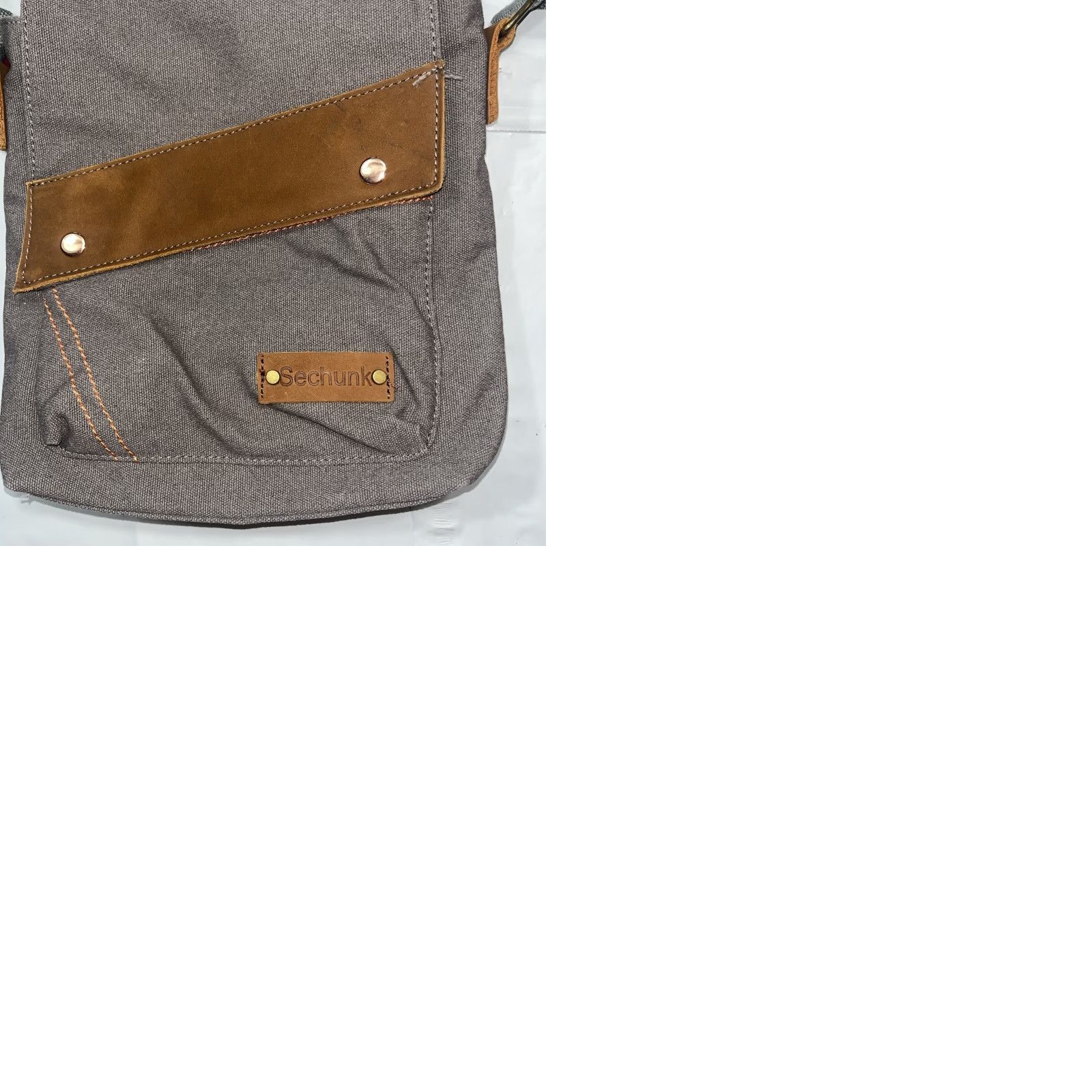 Vintage VINTAGE Sechunk Brown Gray Canvas Messenger Bag Flap Crossbody 12x12” Unisex Adults Bag Crossbody Strap Messenger Bag Purse Case 12x12” Size ONE SIZE - 9 Thumbnail