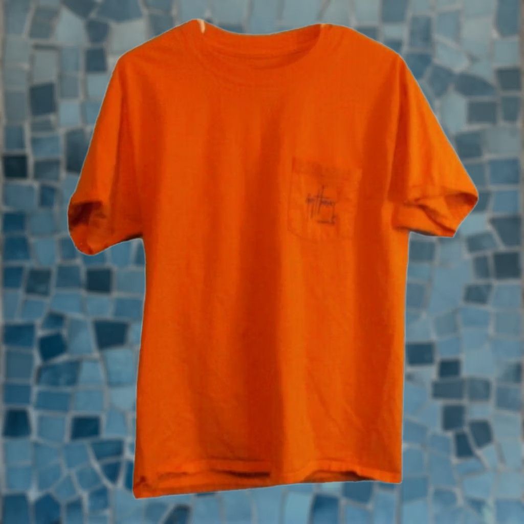 Guy Harvey Guy Harvey Men's Fishing Pocket T-shirt Orange Medium Bass on Back Shirt Short Sleeve Crew Neck Size US M / EU 48-50 / 2 - 1 Thumbnail