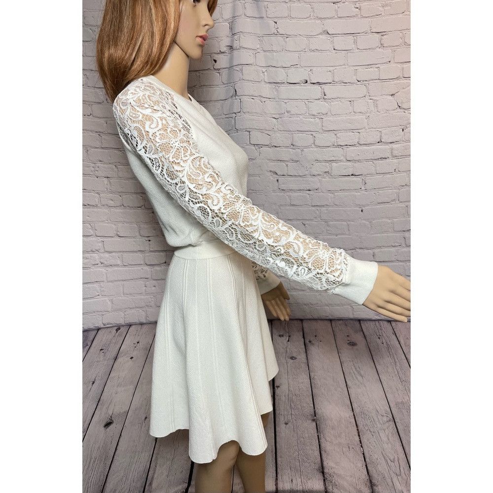 Alice + Olivia Alice + Olivia Blake Lace-Sleeve Ivory Dress Size S Size S / US 4 / IT 40 - 5 Thumbnail