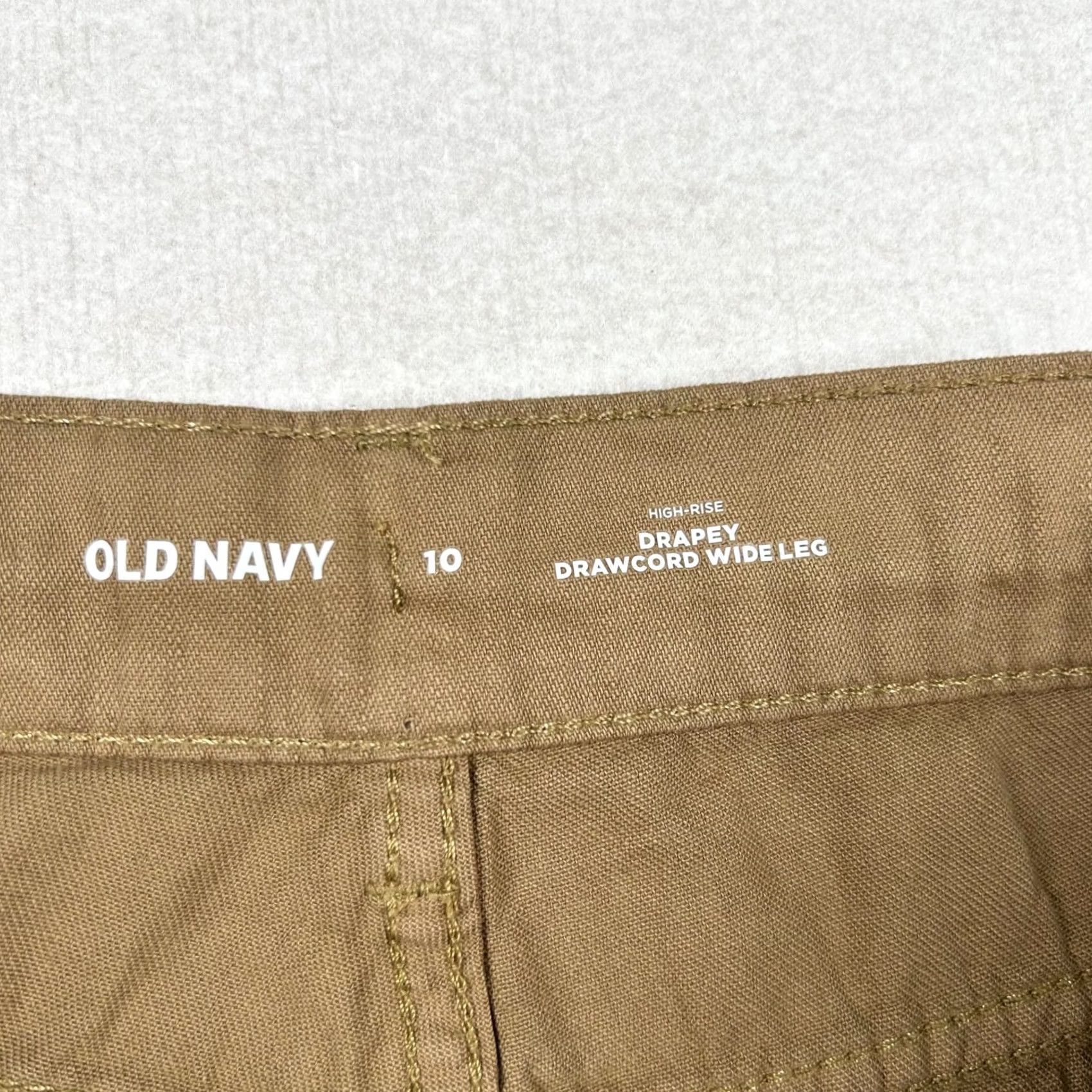 Old Navy Old Navy Pants Women High Rise Drapey Drawcord Wide Leg Baggy Tan Canvas Size 32" / US 10 / IT 46 - 4 Thumbnail