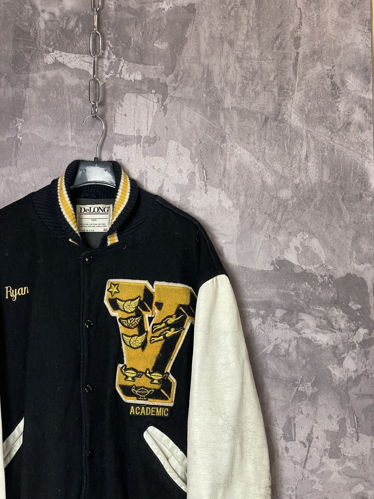 Delong Vintage 90s Delong Varsity Jacket Made in USA Size US L / EU 52-54 / 3 - 3 Thumbnail