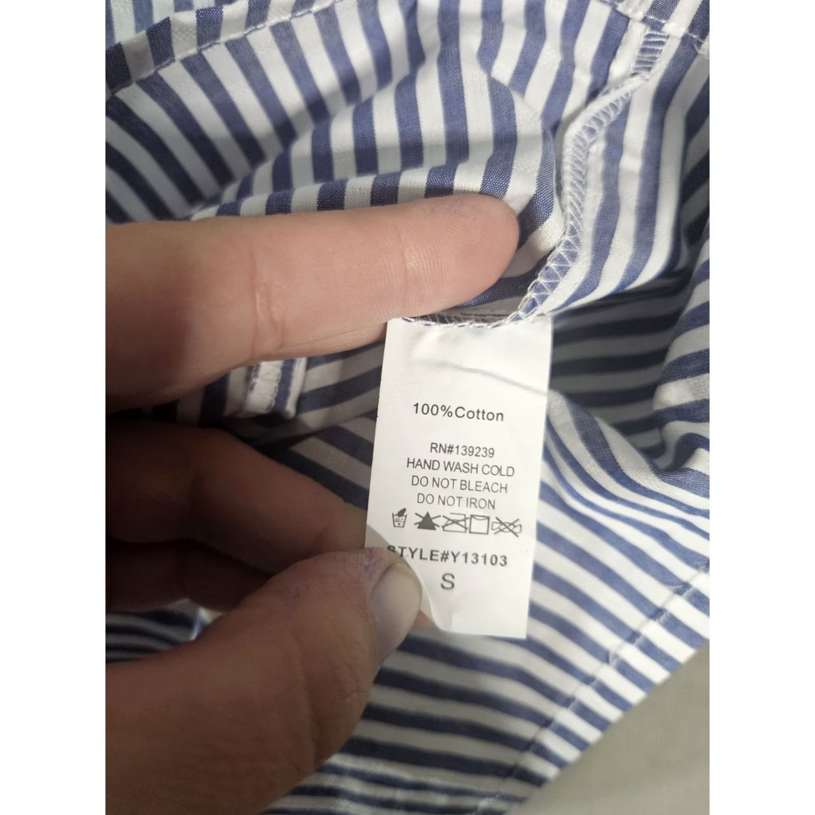 Vintage Do + Be Mini Dress Womens Small Blue Pinstripe Off The Shoulders Shift Half Slee Size S / US 4 / IT 40 - 7 Thumbnail