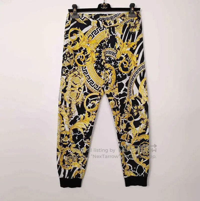 Versace Black Cotton Casual Pants .