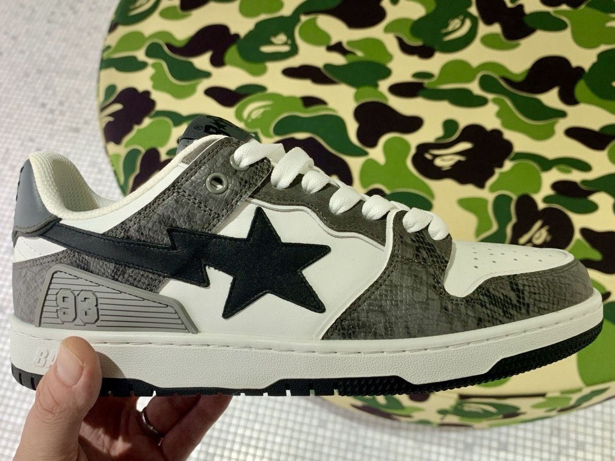 image of Bape Sk8 Sta Snakeskin Shoes in Black, Men's (Size 6)