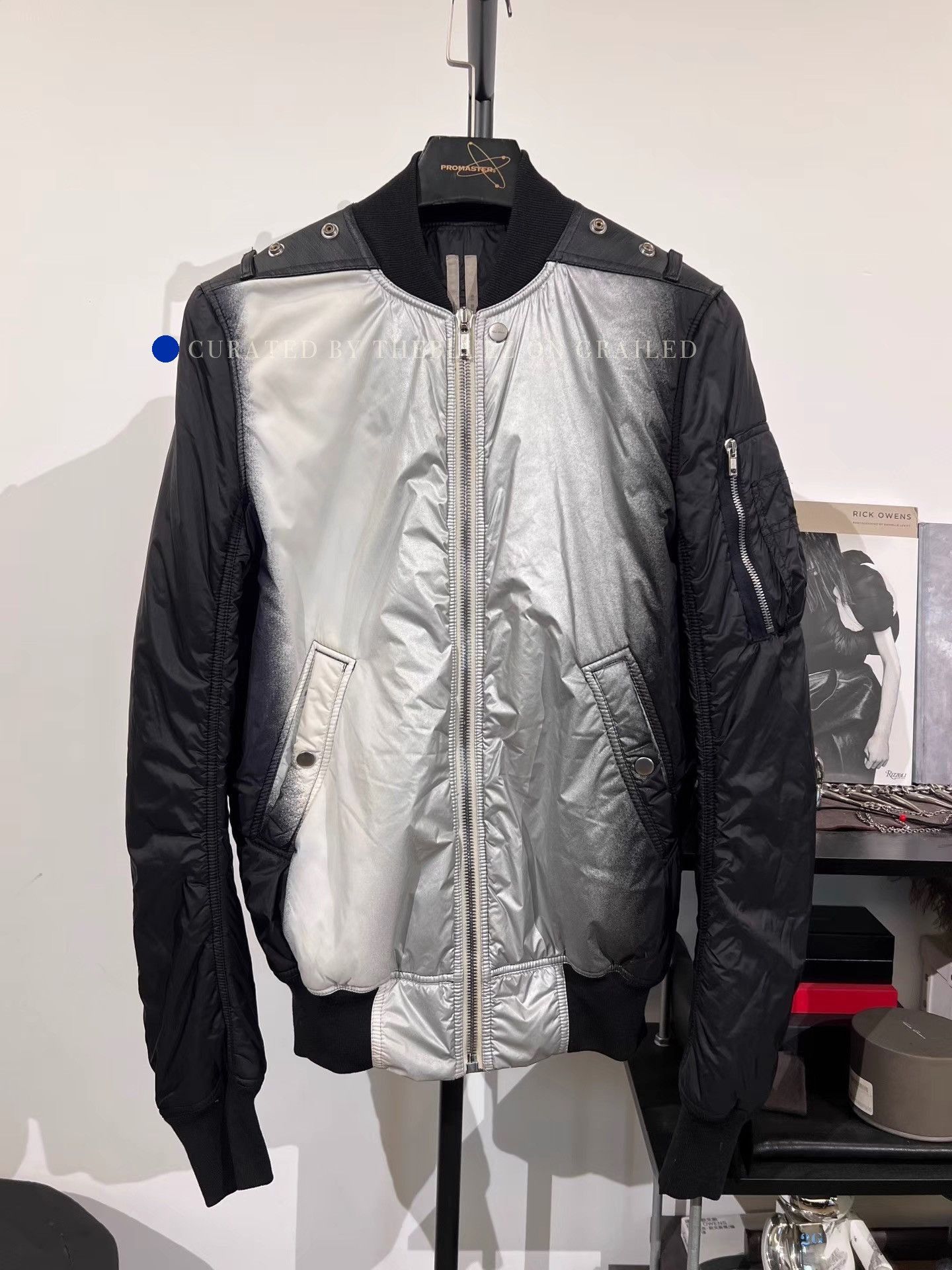 Rick Owens Gradient Coated MA-1 Bomber Jacket in Silver Size US M / EU 48-50 / 2 - 1 Thumbnail