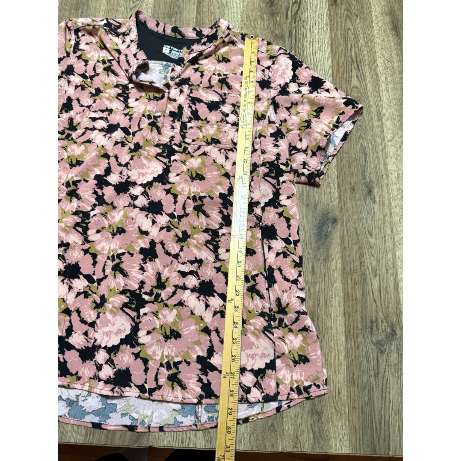 Carhartt Carhartt Shirt Women's 2XL Pink Brown Black Floral 1/4 Buttons Size XXL / US 16-18 / IT 52-54 - 7 Thumbnail