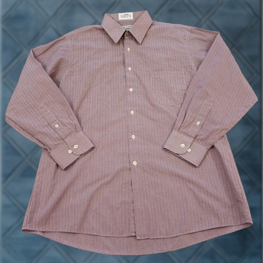 Van Heusen Van Heusen Shirt Mens Size 16 Purple Plaid Long Sleeve Button Up Cotton Blend - Vintage - Size US L / EU 52-54 / 3 - 1 Thumbnail