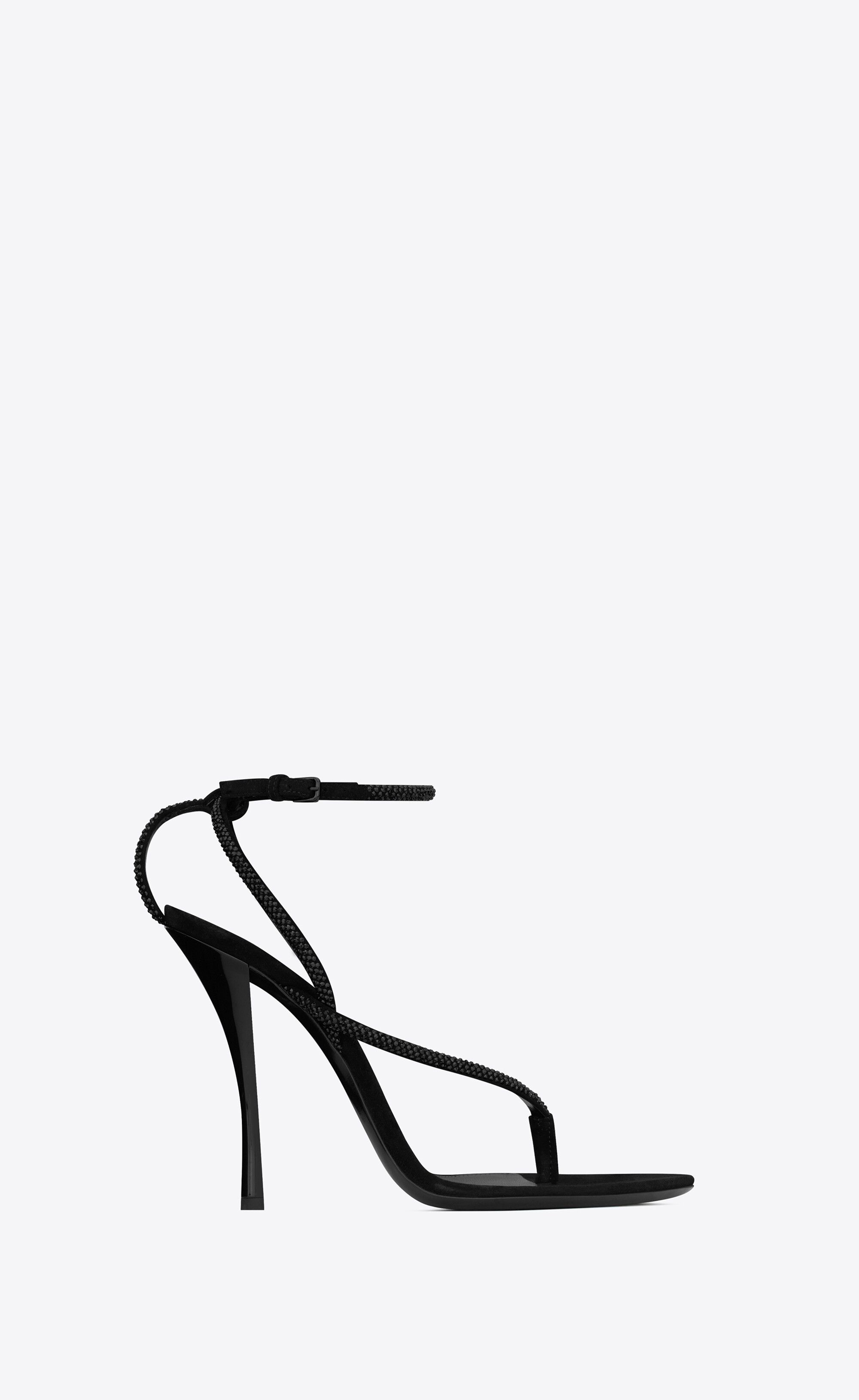 Saint Laurent Paris o1bcso1str0125 Nadja Sandals In Suede Rhinestones in Black Size US 7 / IT 37 - 1 Thumbnail