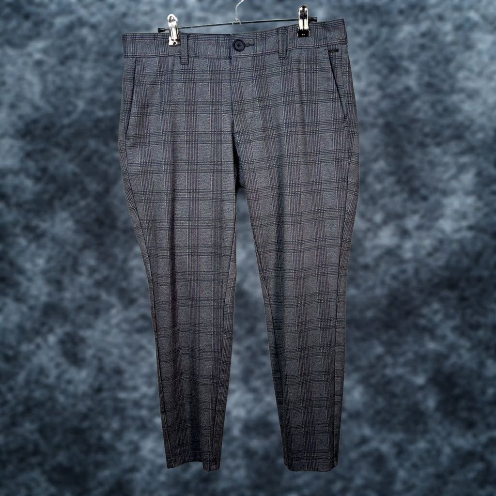 ONLY & SONS Only & Sons Mens Pants Tapered Fit 32x26 Gray Check Front Pockets Casual All Season Mens Size US 32 / EU 48 - 1 Thumbnail