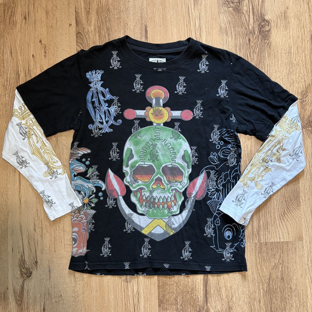 Christian Audigier Y2K Christian Audigier Shirt Layered Longsleeve Skulls Size US M / EU 48-50 / 2 - 1 Thumbnail