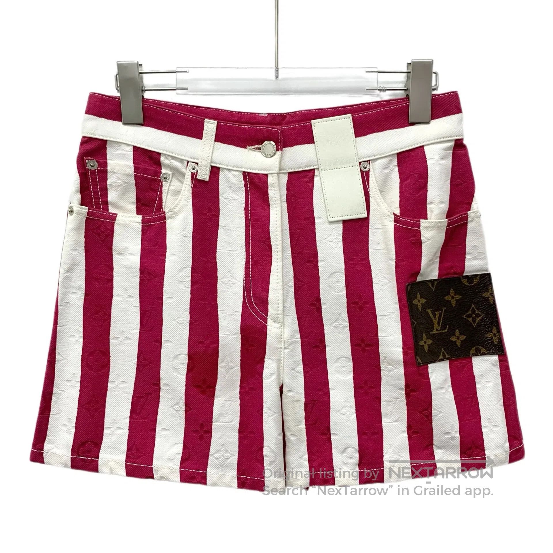 Louis Vuitton Louis Vuitton Red Striped Logo Imprinted Elastic Waist Cas Size 35" - 1 Thumbnail