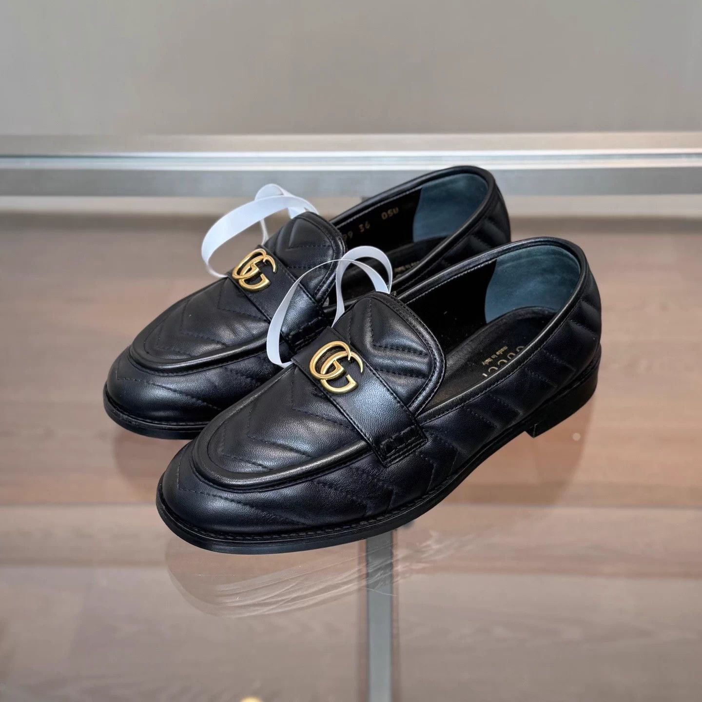 Gucci GUCCI Double G Lambskin Loafers 36 99 Size US 5.5 / IT 35.5 - 1 Thumbnail