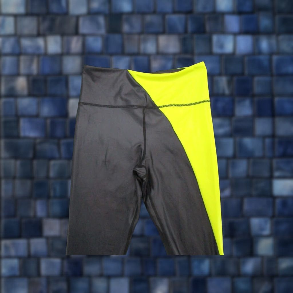 Vintage Zyia Active 2 Tone Neon Yellow Black Stretch Leggings Women's 6-8 Workout Pants Skinny Ankle Gym Run Yoga Activewear Womens Neckline? Size 28" / US 6 / IT 42 - 1 Thumbnail