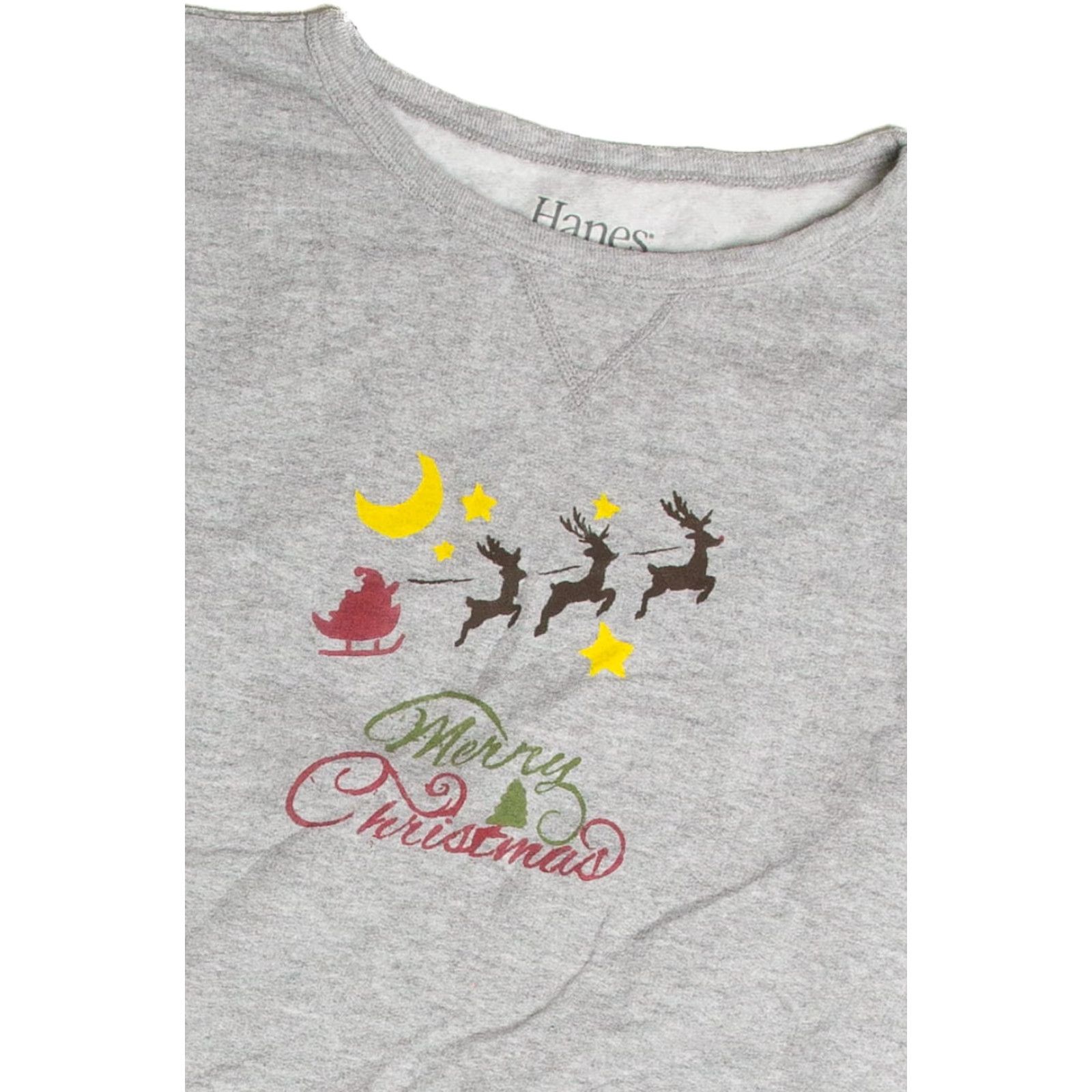 Hanes VINTAGE Hanes Gray Christmas Sweatshirt Shirt Adults Medium Size Gray Cotton / Polyester 62686 Size M / US 6-8 / IT 42-44 - 2 Thumbnail