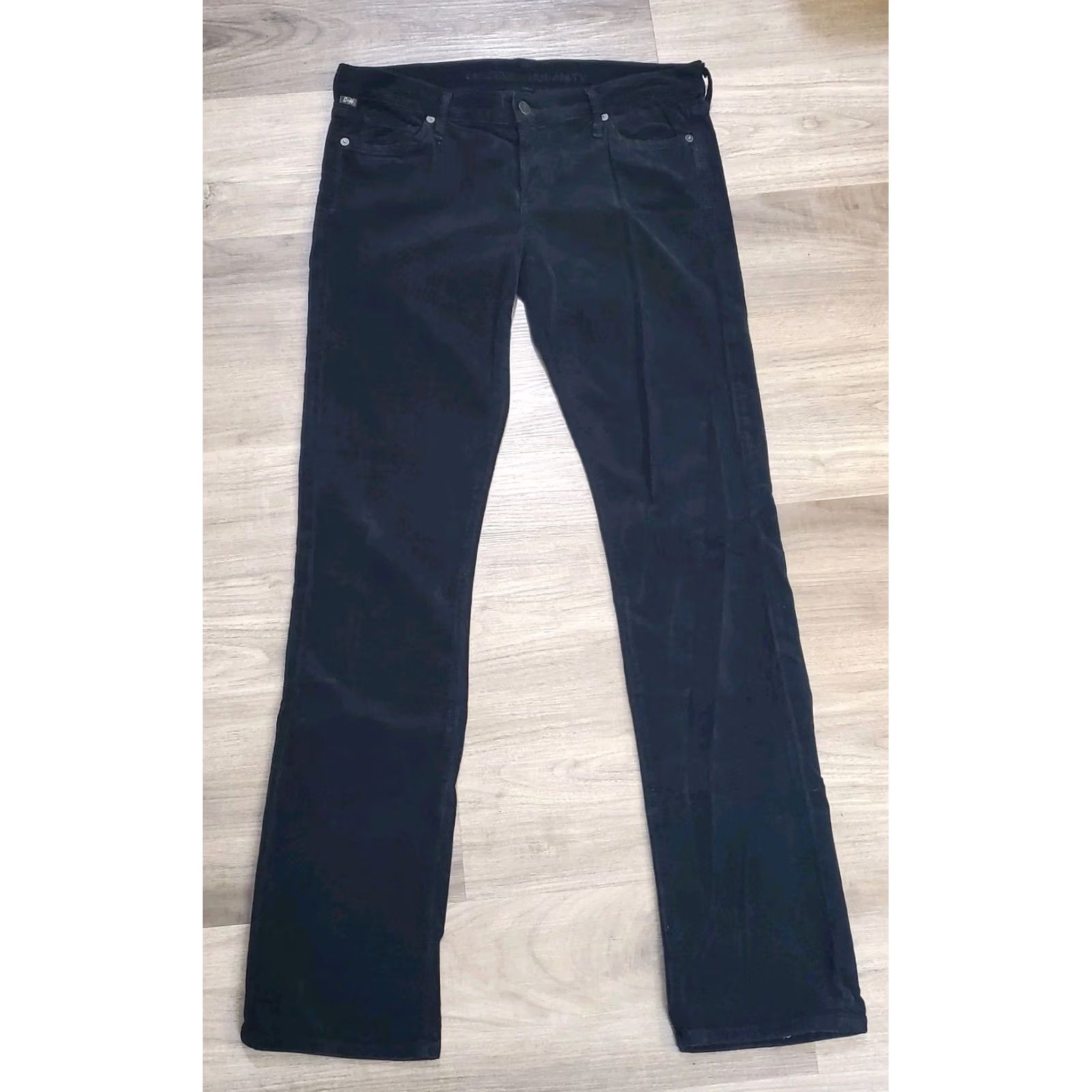 Citizens Of Humanity Citizens of Humanity Ava Womens Sz 32 Black Corduroy Low Rise Straight Jeans 5-Pocket Slim Stretch Regular Inseam 32 N/A Size 24" / US 00 / IT 34 - 2 Thumbnail