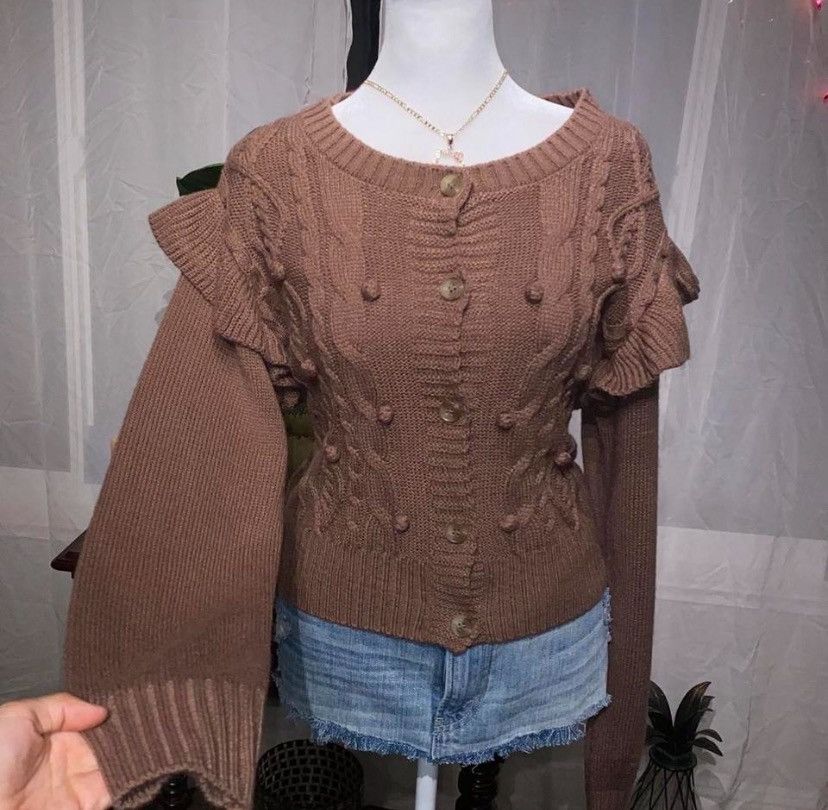 Other Brown sweater with ruffles and buttons ✧˚ Size M / US 6-8 / IT 42-44 - 3 Thumbnail