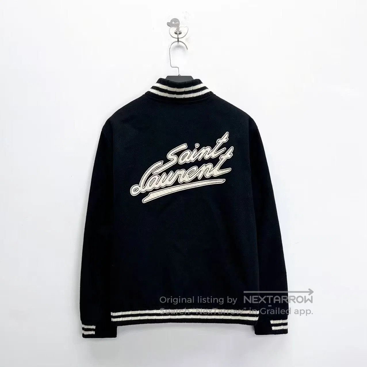 Saint Laurent Paris Saint Laurent Striped Embroidered Baseball Jacket. Size US L / EU 52-54 / 3 - 1 Thumbnail