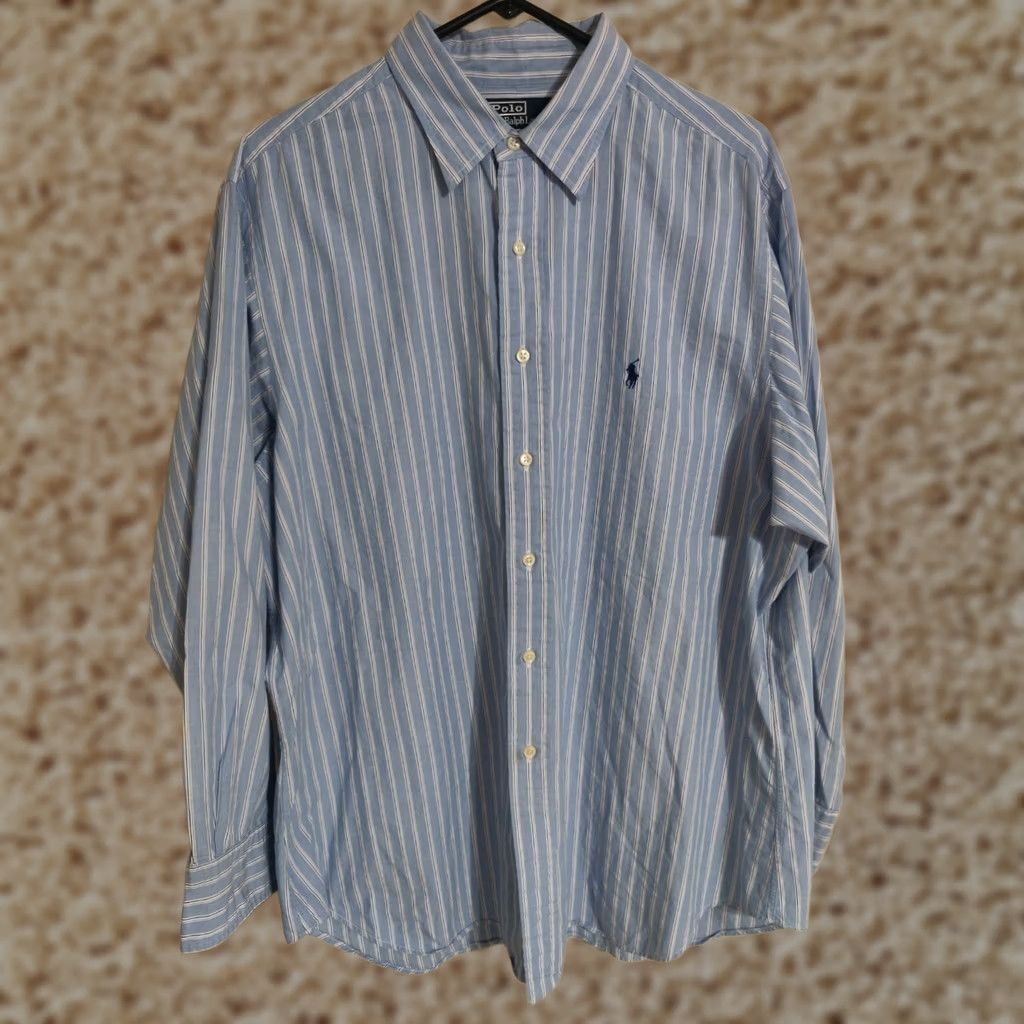 Polo Ralph Lauren Polo Ralph Lauren Dress Shirt Blue Stripes L/S Button Men's 17.5 34/35 Size 48R - 1 Thumbnail