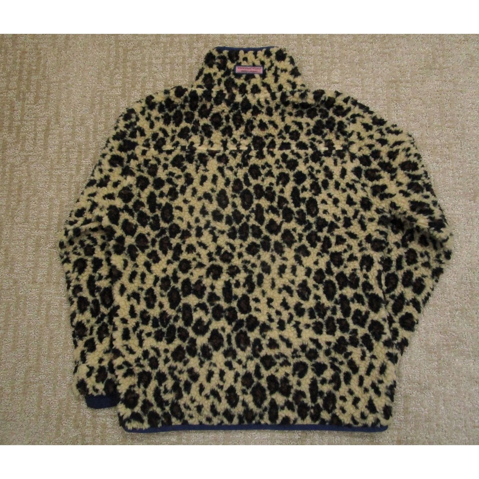 Vineyard Vines VINEYARD VINES Jacket Women XS Brown Fleece Leopard Print Half Zip Anorak Style Size XXS / US 00 / IT 34 - 4 Thumbnail