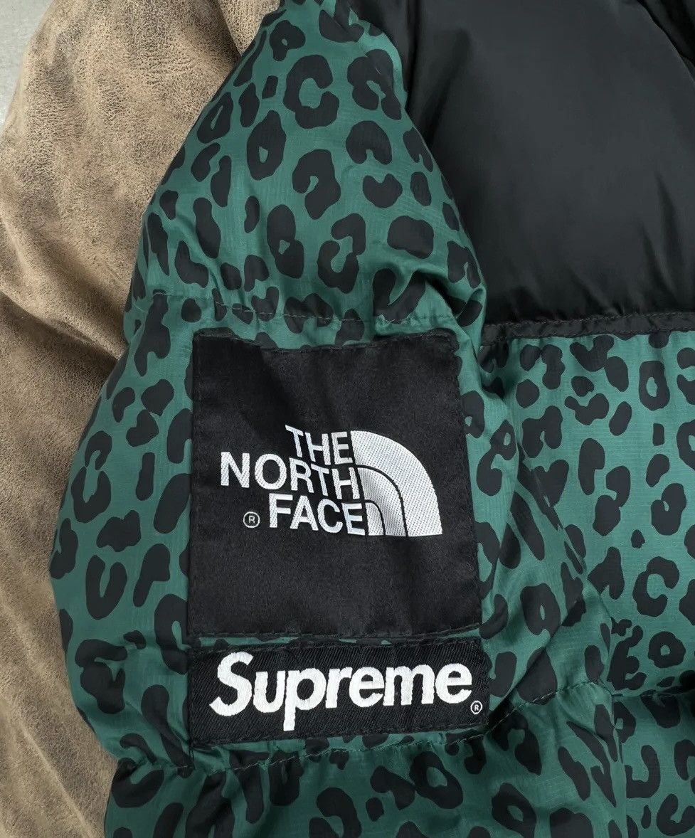 Supreme 11fw tnf north face green leopard nuptse Jacket