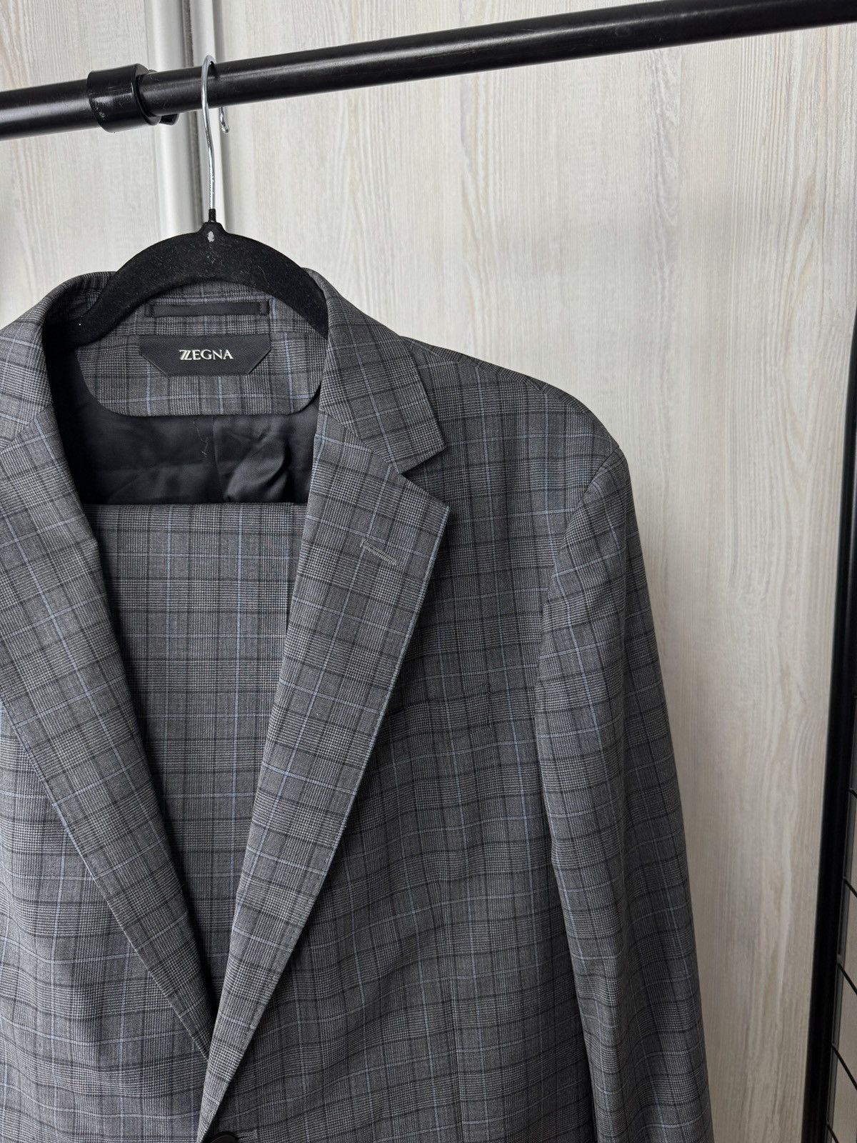 Z Zegna Z Zegna Ermenegildo Zegna wool checkered grey unlined suit Size 42L - 4 Thumbnail