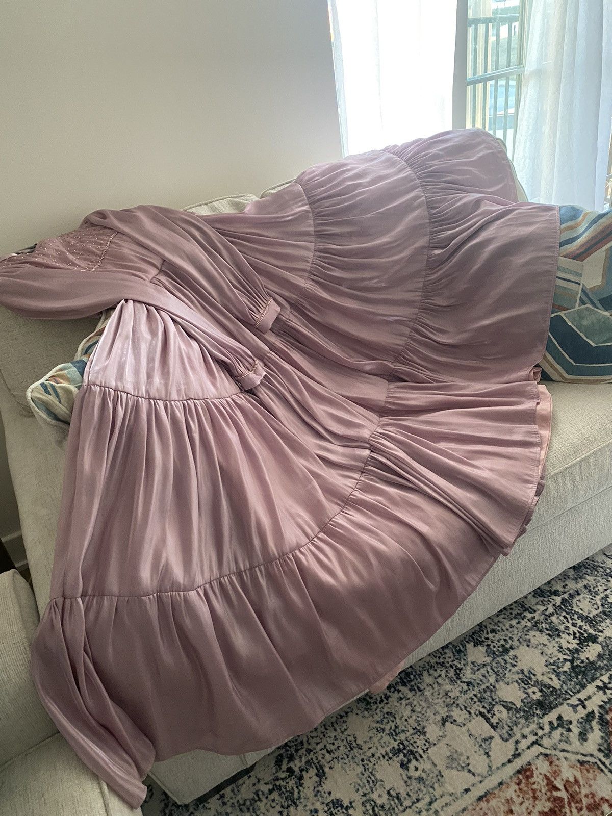 Other Gorgeous Sz L Pink Ruffle Tiered Partywear Maxi Beaded Dress Size L / US 10 / IT 46 - 15 Thumbnail