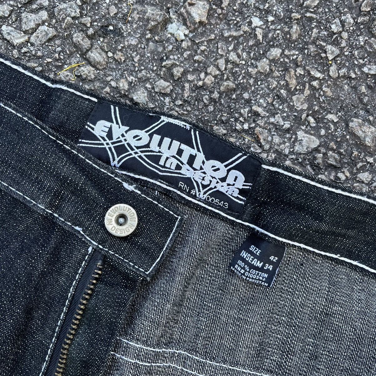 JNCO VINTAGE Y2K BLACK JEANS EVOLUTION LOOSE FIT BAGGY DENIM Size US 42 / EU 58 - 8 Thumbnail