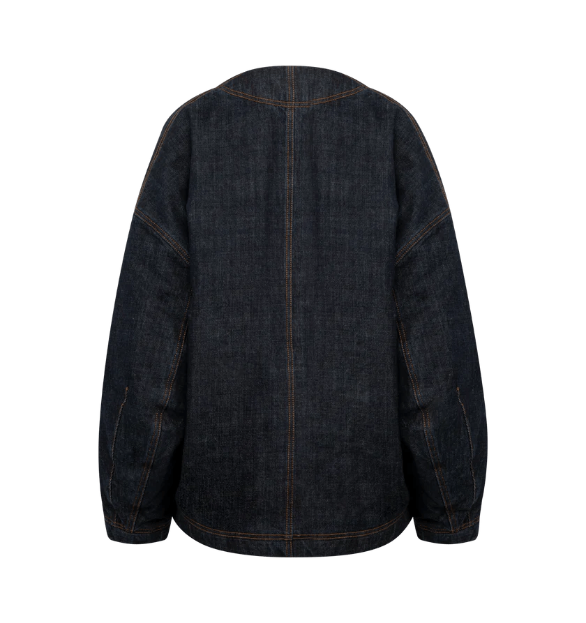 Jacquemus o1h1sh11225 Oversized Denim Cardigan in Dark Nevy Blue Size XXS / US 00 / IT 34 - 2 Thumbnail