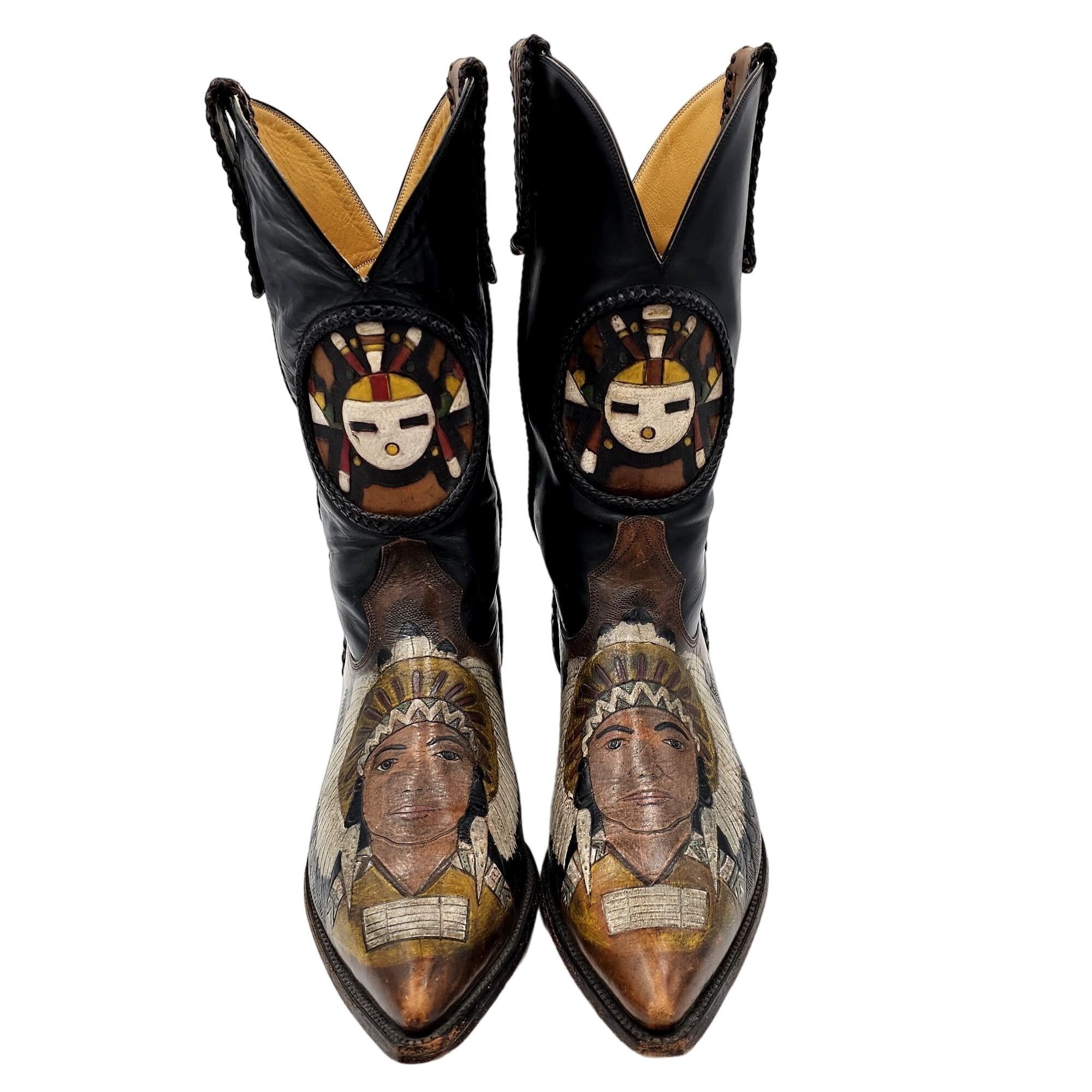 Other Custom 9D Hand Tooled/ Painted Native American Chief boots Size US 9 / EU 42 - 5 Thumbnail