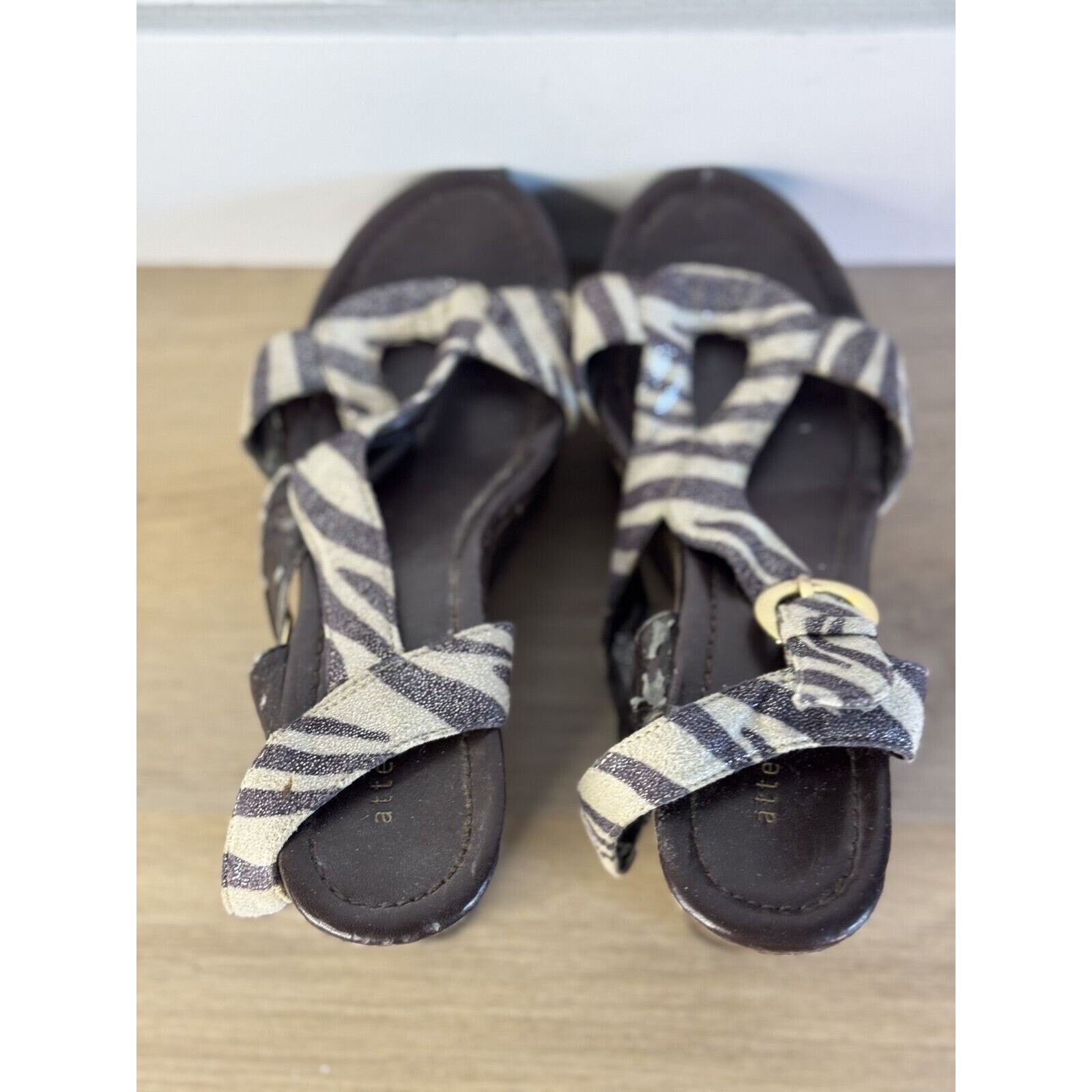 Other Attention Women’s Zebra-Print Cork Wedge Sandals, Size 7 Size US 7 / IT 37 - 5 Thumbnail