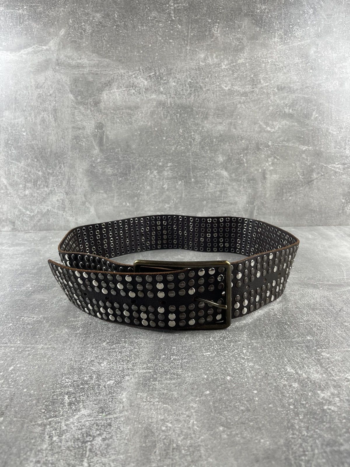 Seditionaries Vintage Wide Avant Garde Brown Grommet Rock Leather Belt Size ONE SIZE - 2 Thumbnail