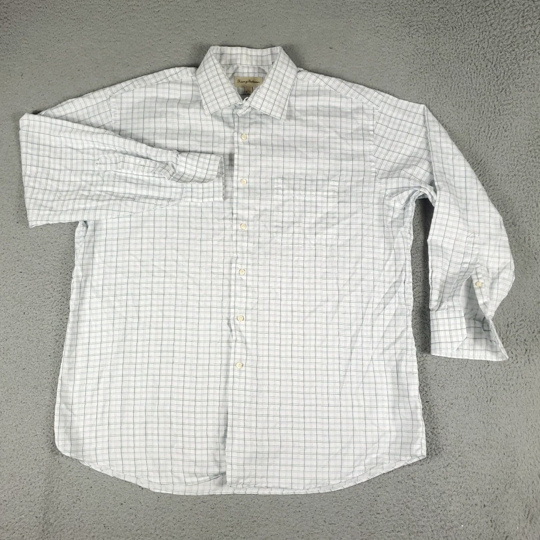 Tommy Bahama Tommy Bahama Dress Shirt Mens 17 Blue White Plaid Long Sleeve Button Up Casual Size 46R - 2 Thumbnail