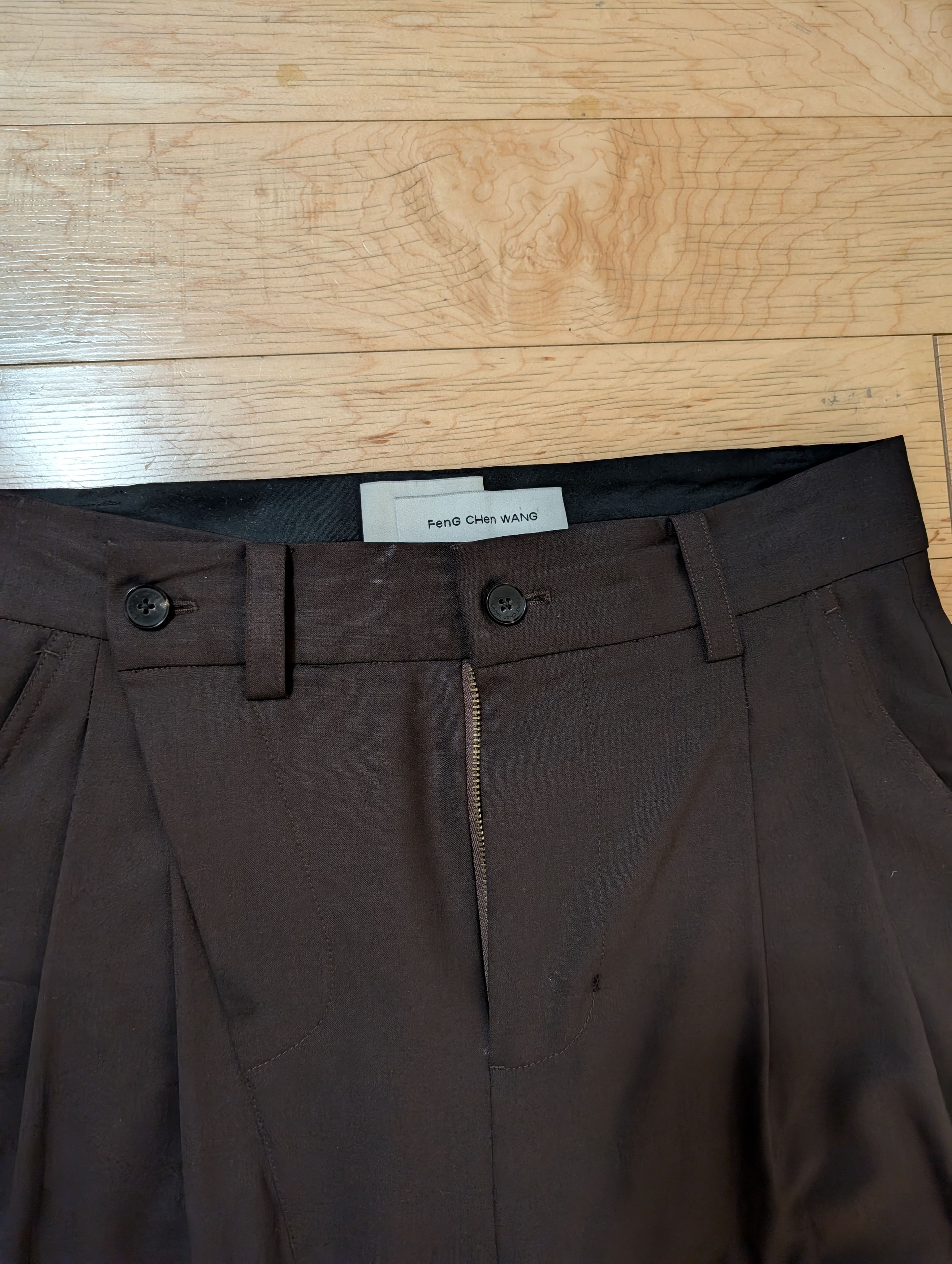 Feng Chen Wang Feng Chen Wang Wool Double Fly BrownDeconstructed Trousers Size US 30 / EU 46 - 3 Thumbnail