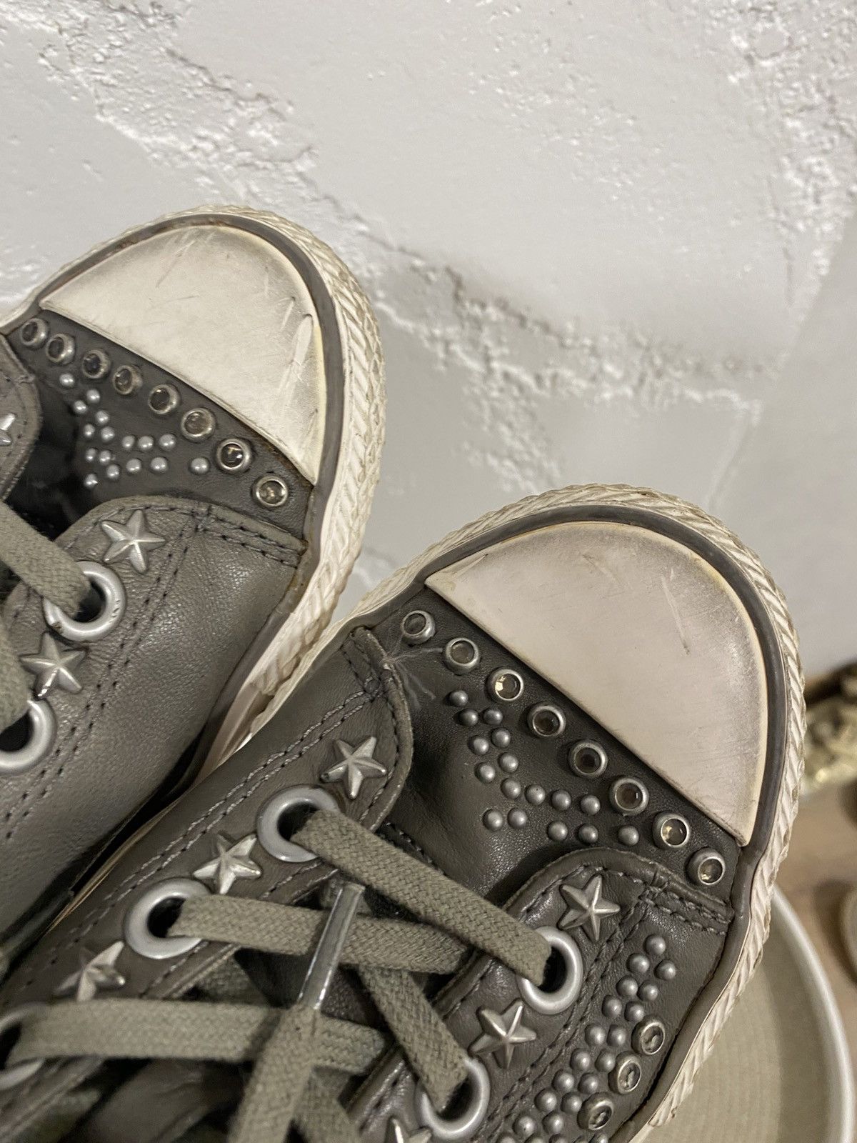 ASH Ash Victim Gray Leather Studded High Top Punk Goth Shoes 38 Size US 8 / IT 38 - 5 Thumbnail