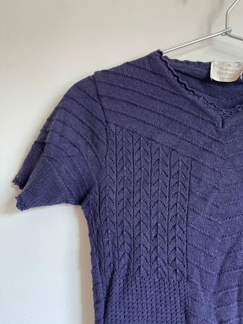 Vivienne Westwood Vivienne Westwood Purple wool wavy v-neck top Size S / US 4 / IT 40 - 4 Thumbnail