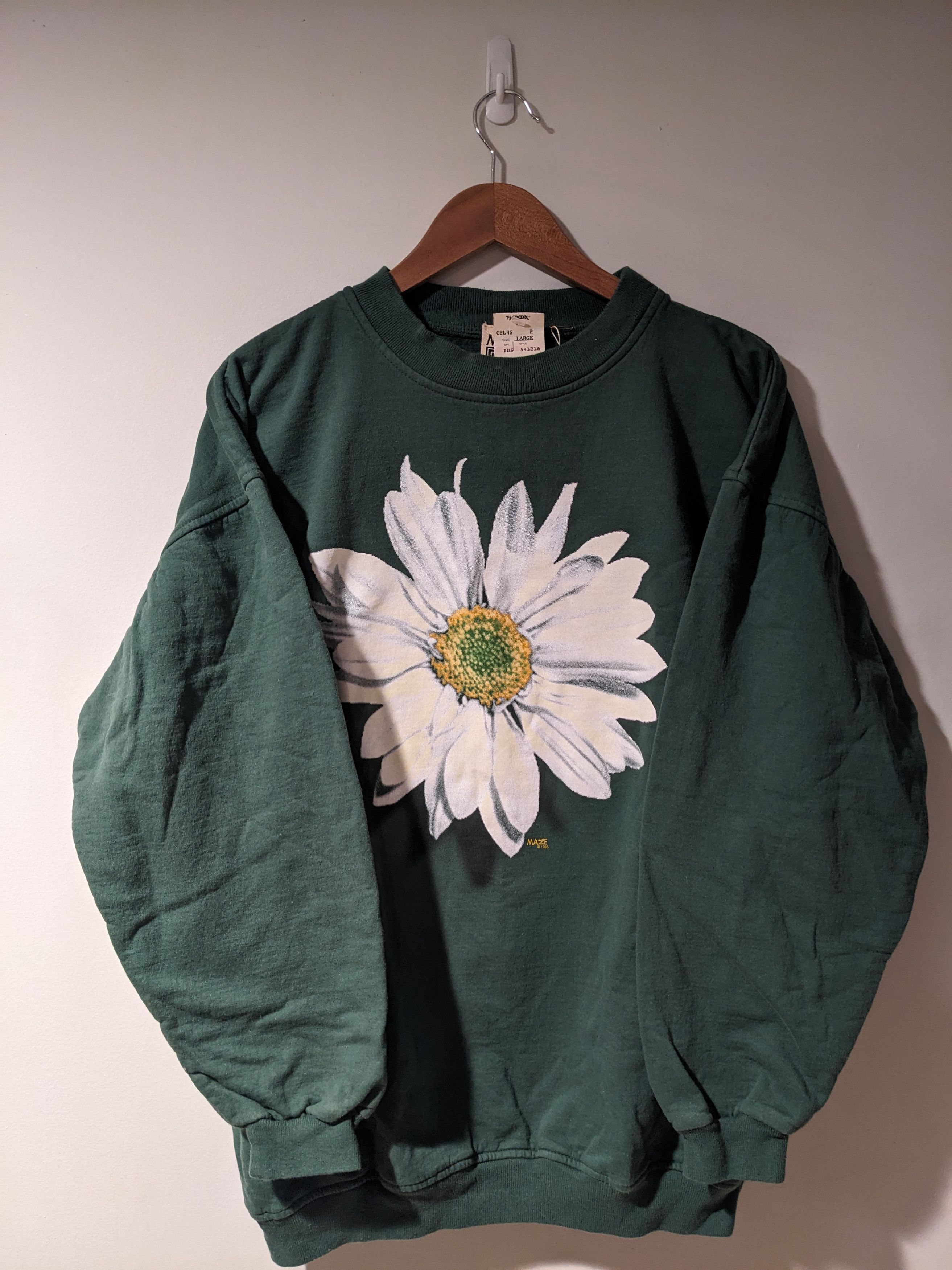Vintage Vintage 1996 Daisy Flower Garden Cute Green Large Sweatshirt Size US L / EU 52-54 / 3 - 1 Thumbnail