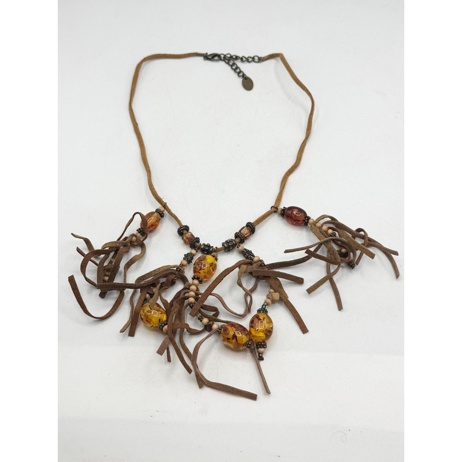 Vintage Vintage brown suede tassel glass bead necklace Size ONE SIZE - 3 Thumbnail
