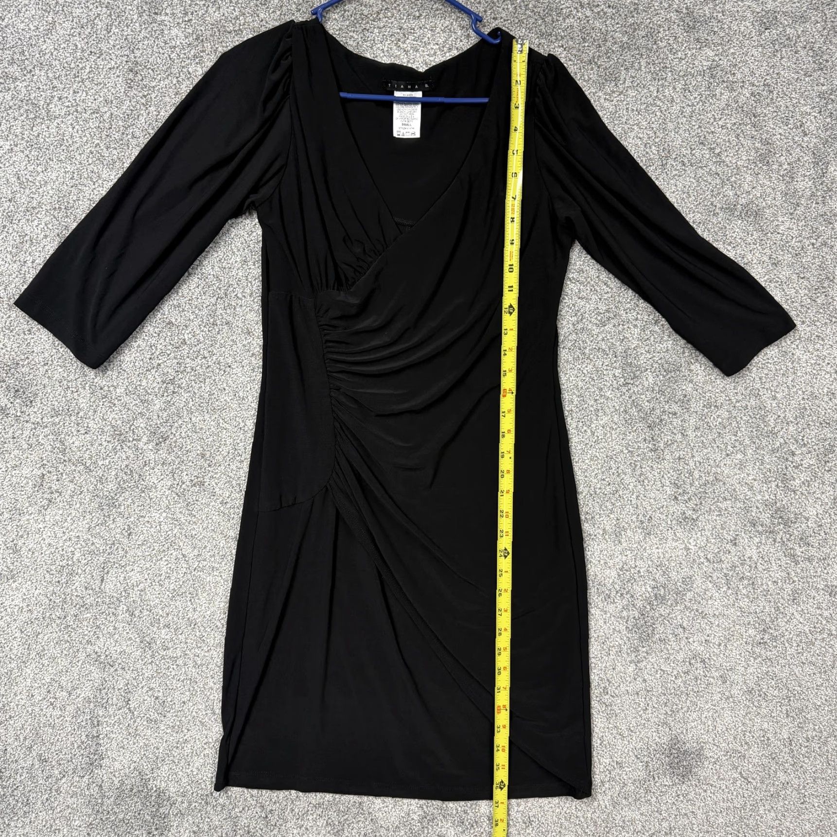 Vintage Tiana B Dress Small Corporate Chic Sheath Cocktail Little Black Dress 3/4 Sleeve V-Neck Pullover Women Size S / US 4 / IT 40 - 4 Thumbnail