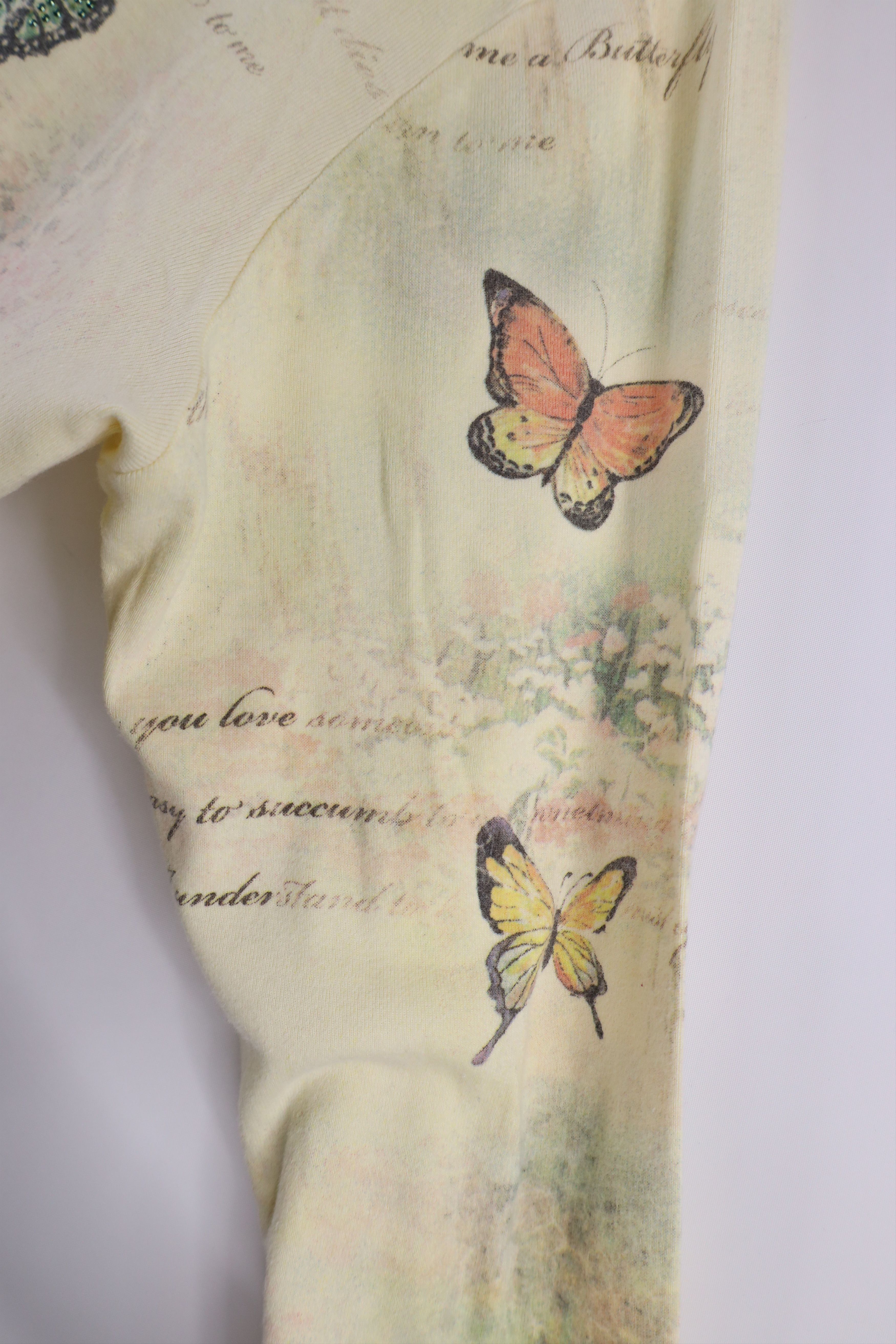 Vintage Vintage 90s Streetwear Butterfly Ribbed Knit T-Shirt Yellow Size XL / US 12-14 / IT 48-50 - 8 Thumbnail