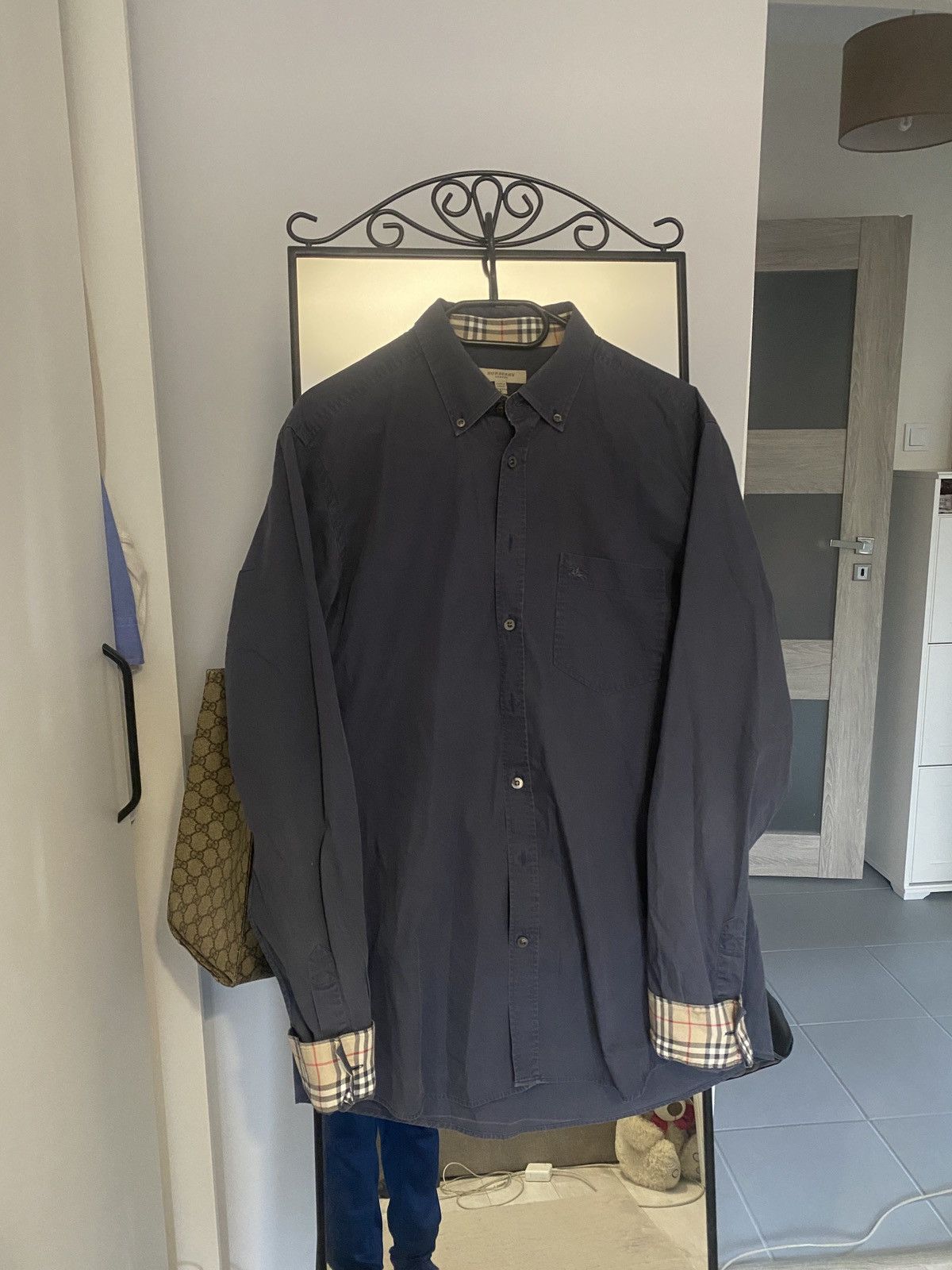 Luxury Vintage pattern on cuffs burberry shirt button up