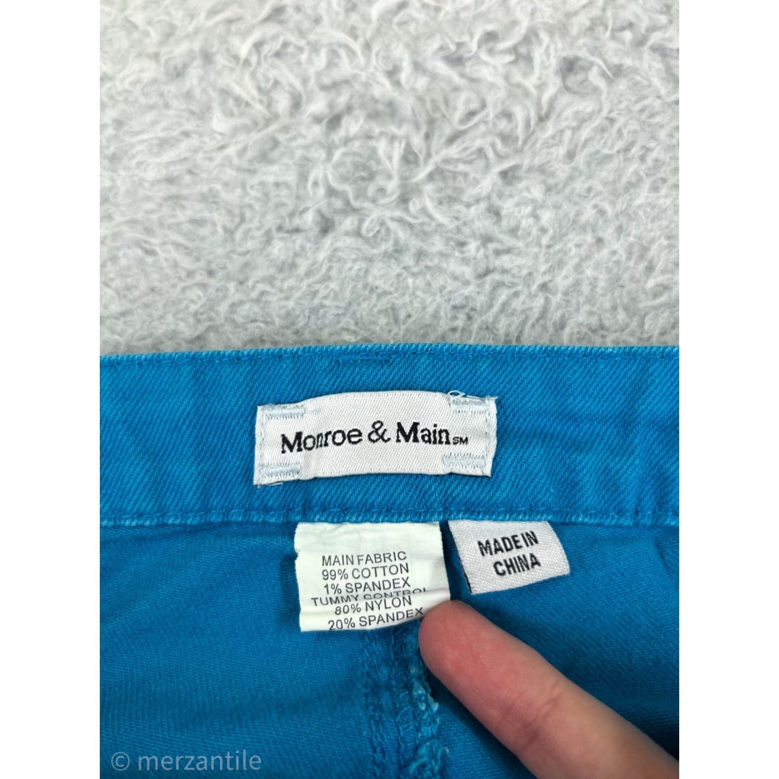 Vintage Monroe and Main Pants 12 Blue 100% Cotton Twill Capri Wide-Leg Relaxed Floral Crop Pockets Stretch American Designer Womens Size 34" / US 12 / IT 48 - 4 Thumbnail