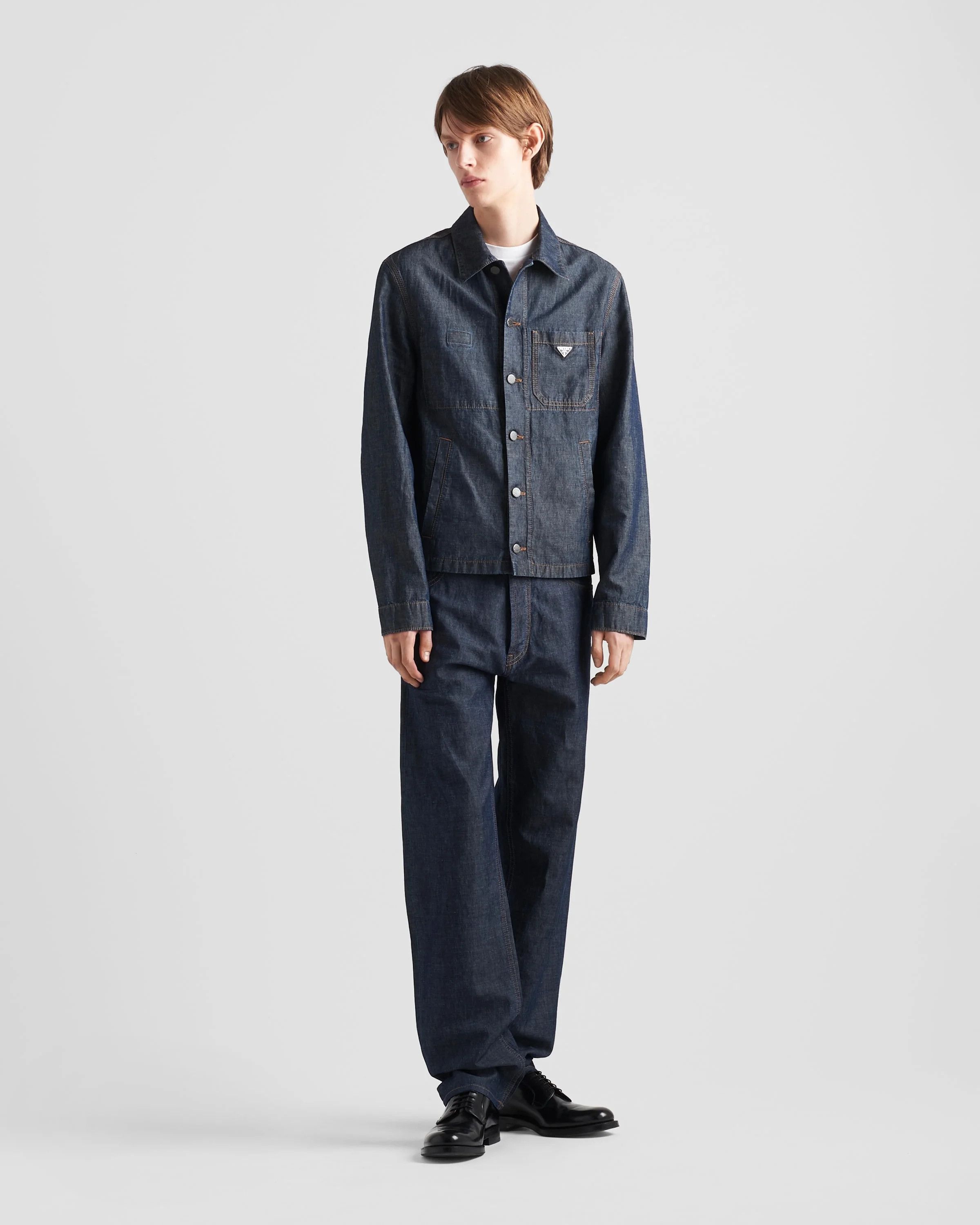 Prada o1w1db10426 Chambray Blouson Jacket in Blue Size US S / EU 44-46 / 1 - 2 Thumbnail