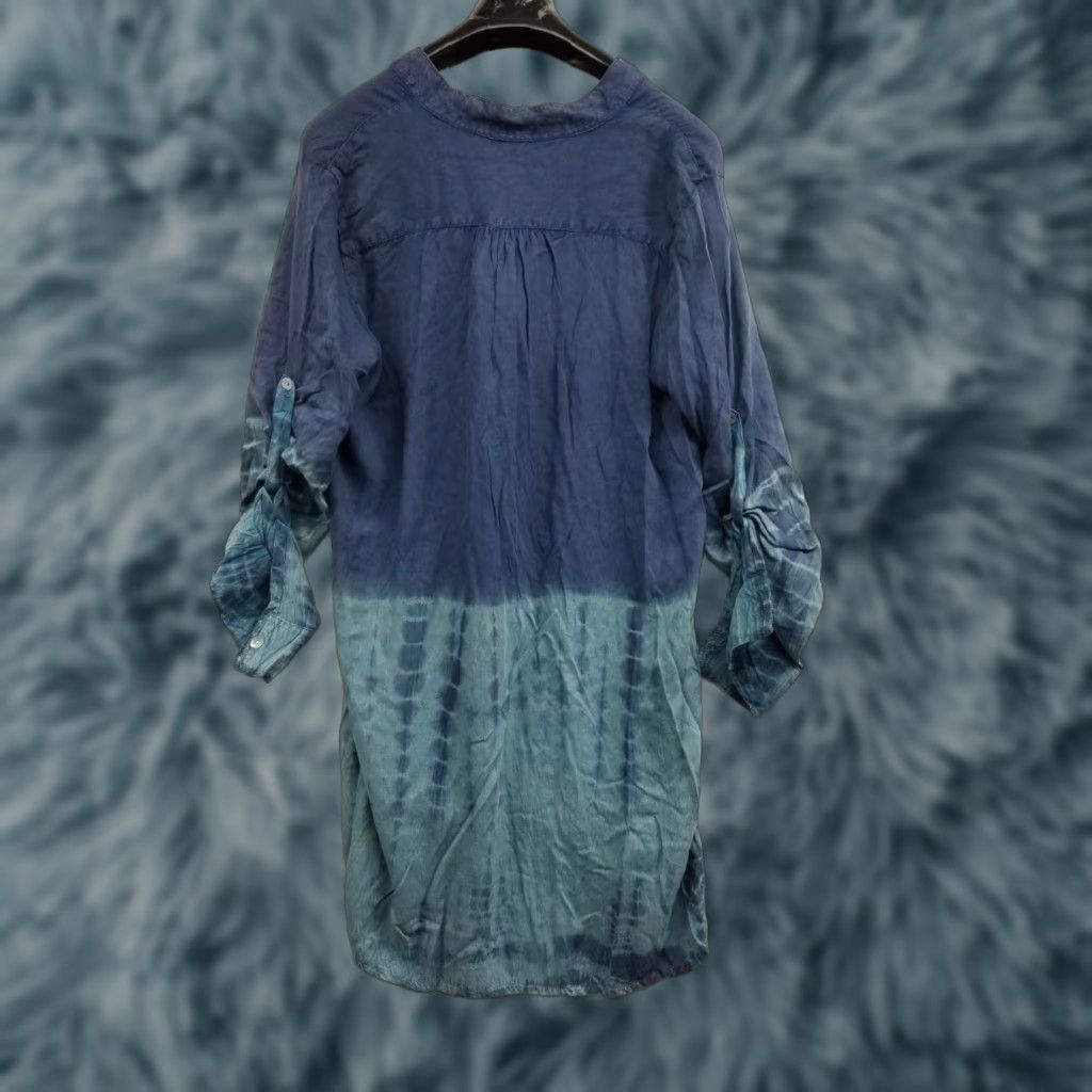 Vintage Boho Me Blouse Shirt Blue 3/4 Sleeve V-Neck Embroidered rayon Relaxed Womens Medium Bohemian Casual Size M / US 6-8 / IT 42-44 - 1 Thumbnail
