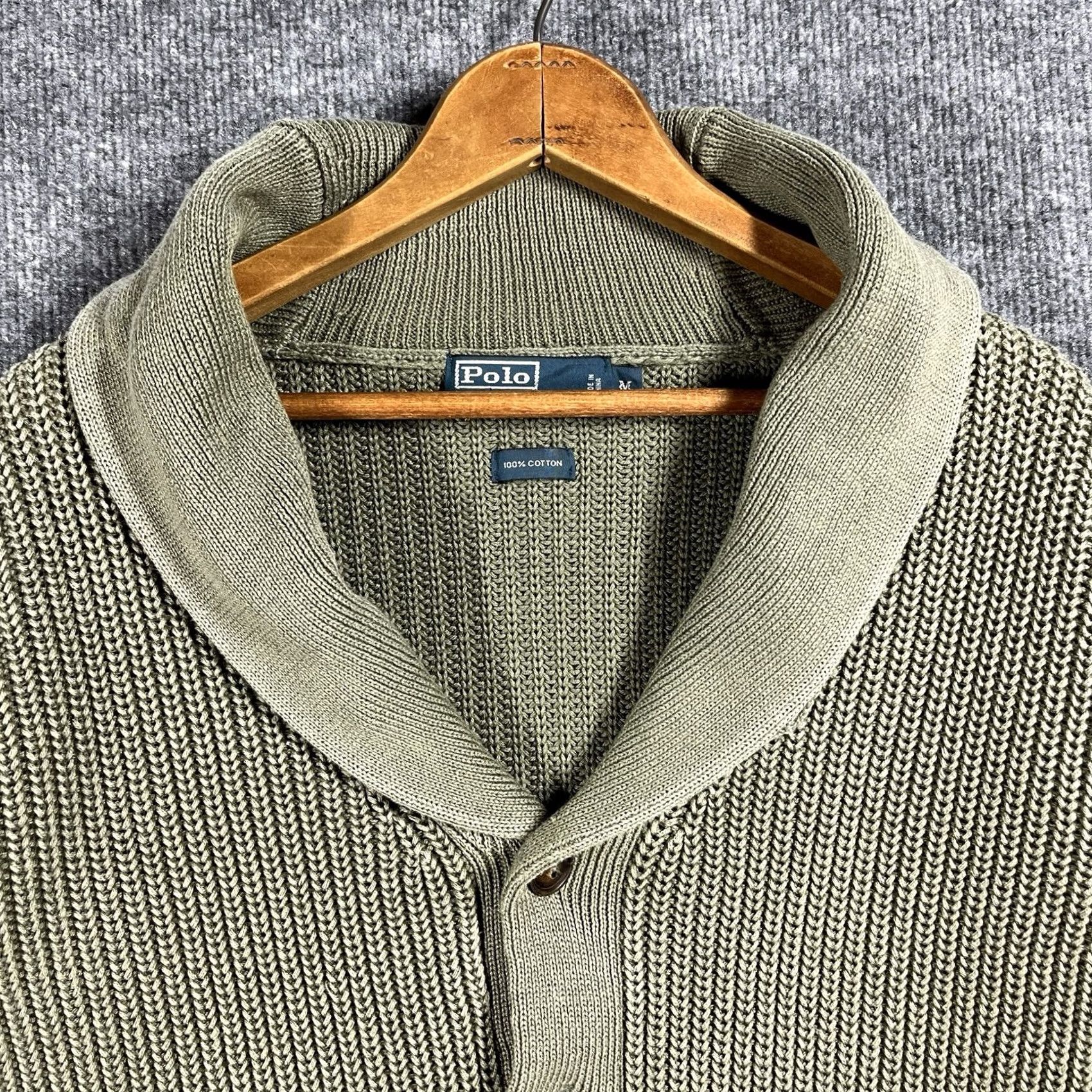 Polo Ralph Lauren Polo Ralph Lauren Sweater Cardigan Cotton Chunky Knit Green Mens Size M Casual Size US M / EU 48-50 / 2 - 2 Thumbnail