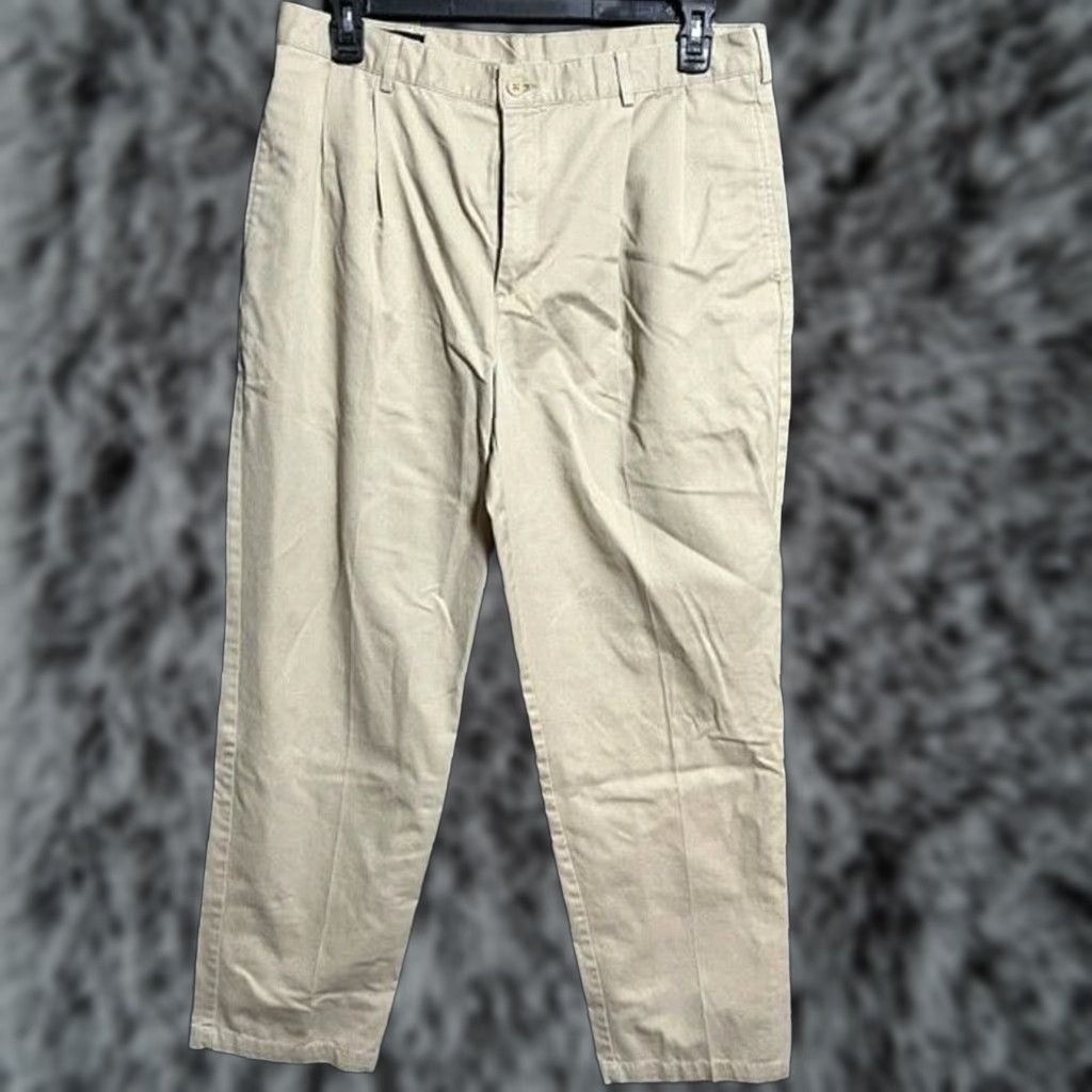 Lands' End Lands' End Chino Pants 36 Pleated Khaki Regular Men High Rise Comfortable Pockets Twill Workwear Casual Solid Inseam 32 Size US 36 / EU 52 - 1 Thumbnail